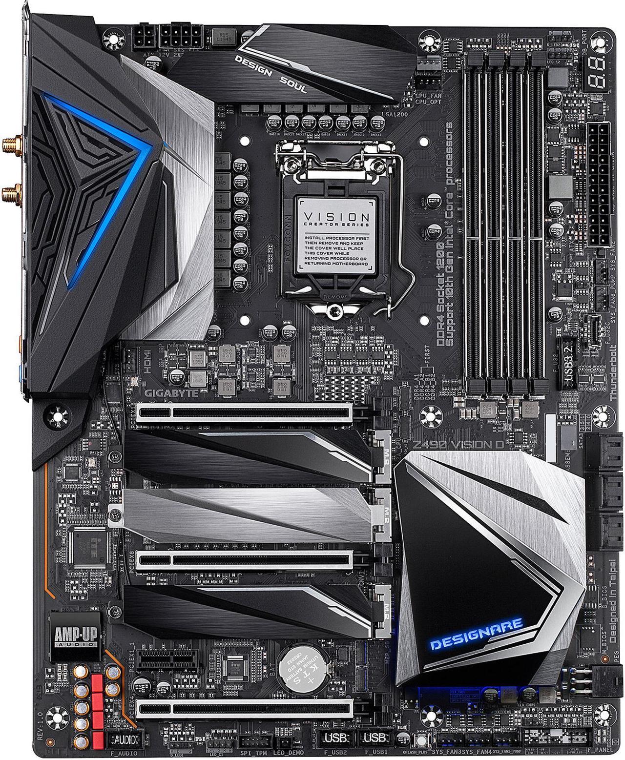 Main image of GIGABYTE Z490 VISION D LGA 1200 Intel Z490 ATX Motherboard with Triple M.2, SATA 6Gb/s, USB 3.2 Gen 2, WIFI 6, 2.5 GbE LAN, Dual Thunderbolt 3