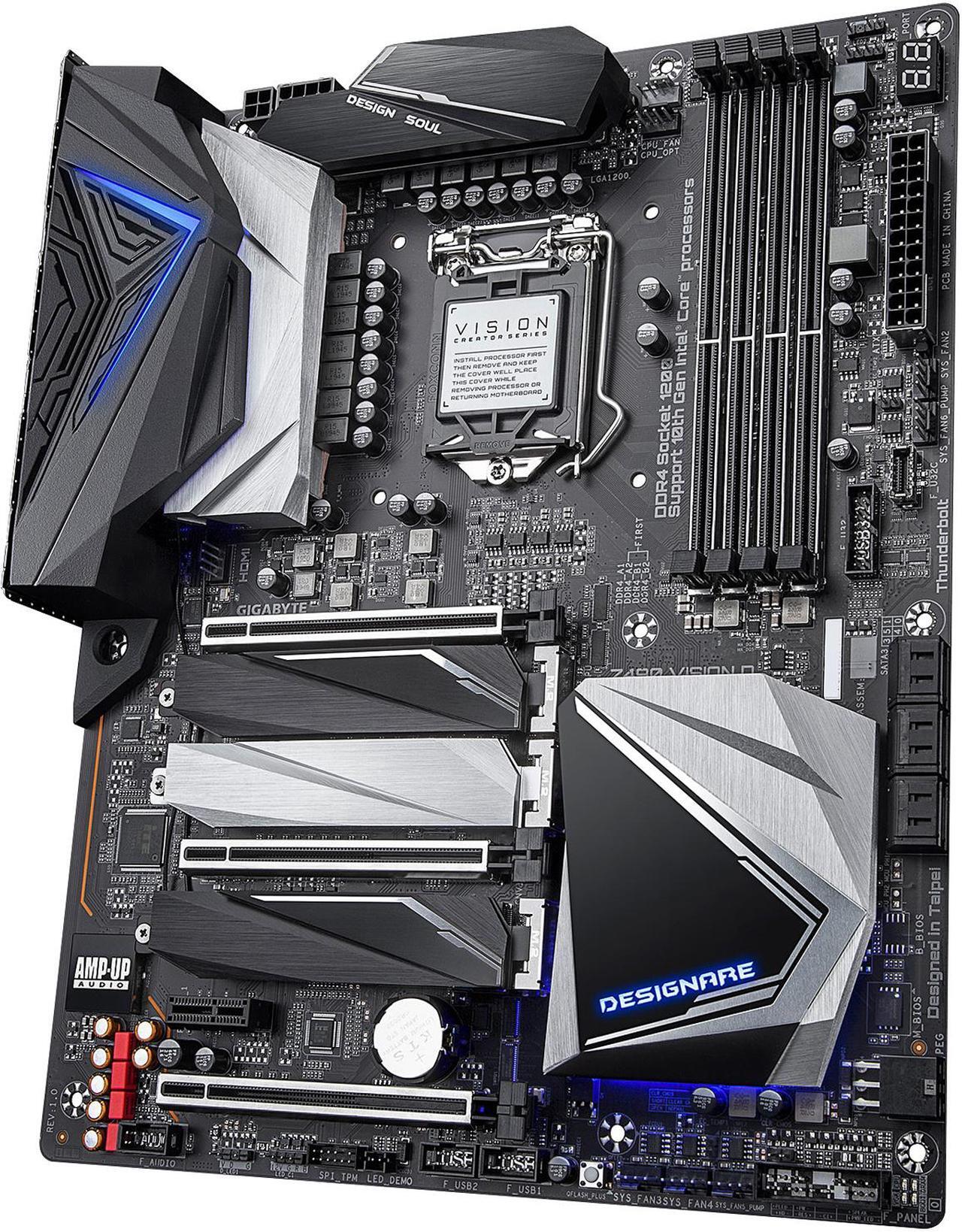 Alt view image 3 of 7 - GIGABYTE Z490 VISION D LGA 1200 Intel Z490 ATX Motherboard with Triple M.2, SATA 6Gb/s, USB 3.2 Gen 2, WIFI 6, 2.5 GbE LAN, Dual Thunderbolt 3