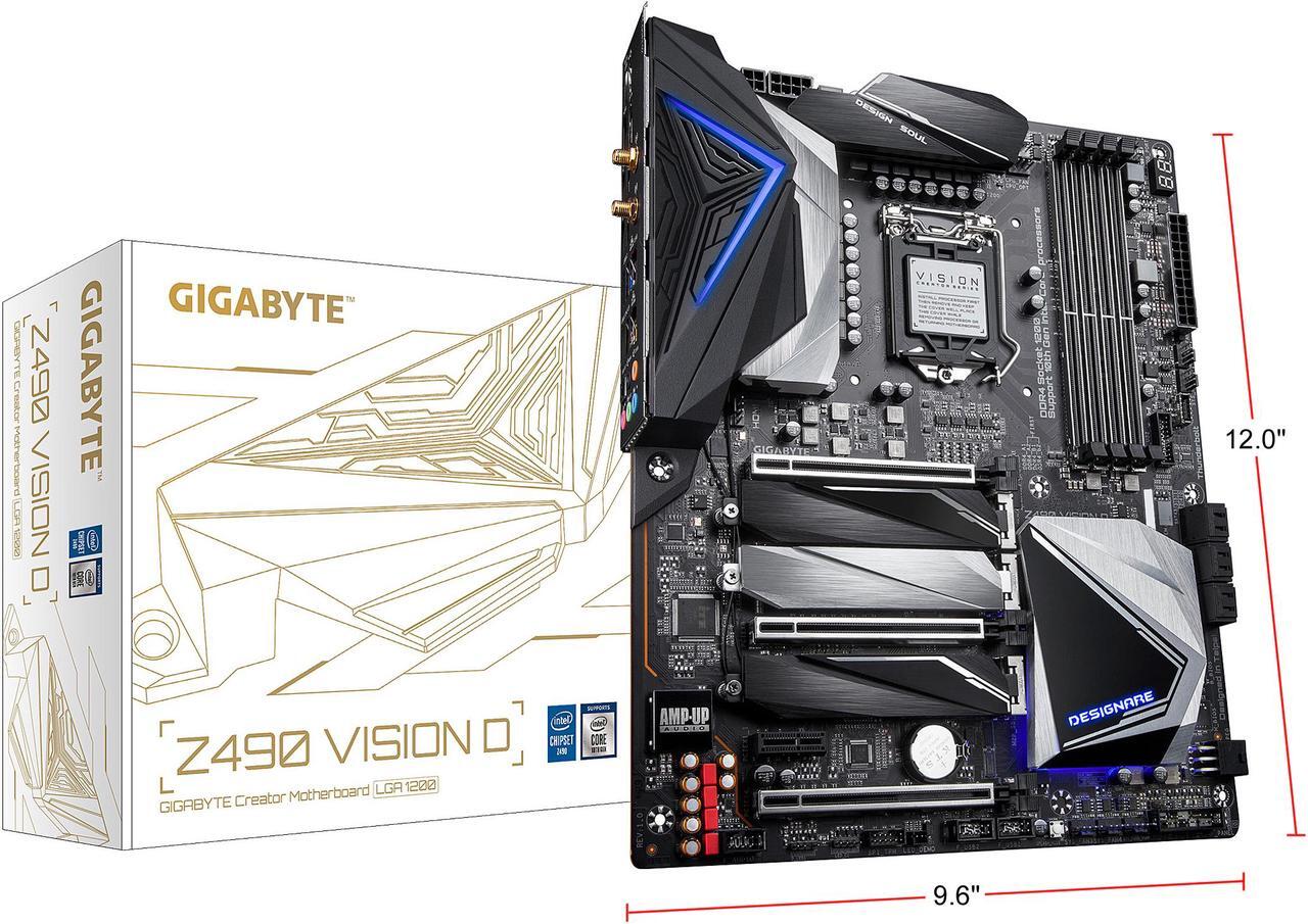 Alt view image 7 of 7 - GIGABYTE Z490 VISION D LGA 1200 Intel Z490 ATX Motherboard with Triple M.2, SATA 6Gb/s, USB 3.2 Gen 2, WIFI 6, 2.5 GbE LAN, Dual Thunderbolt 3