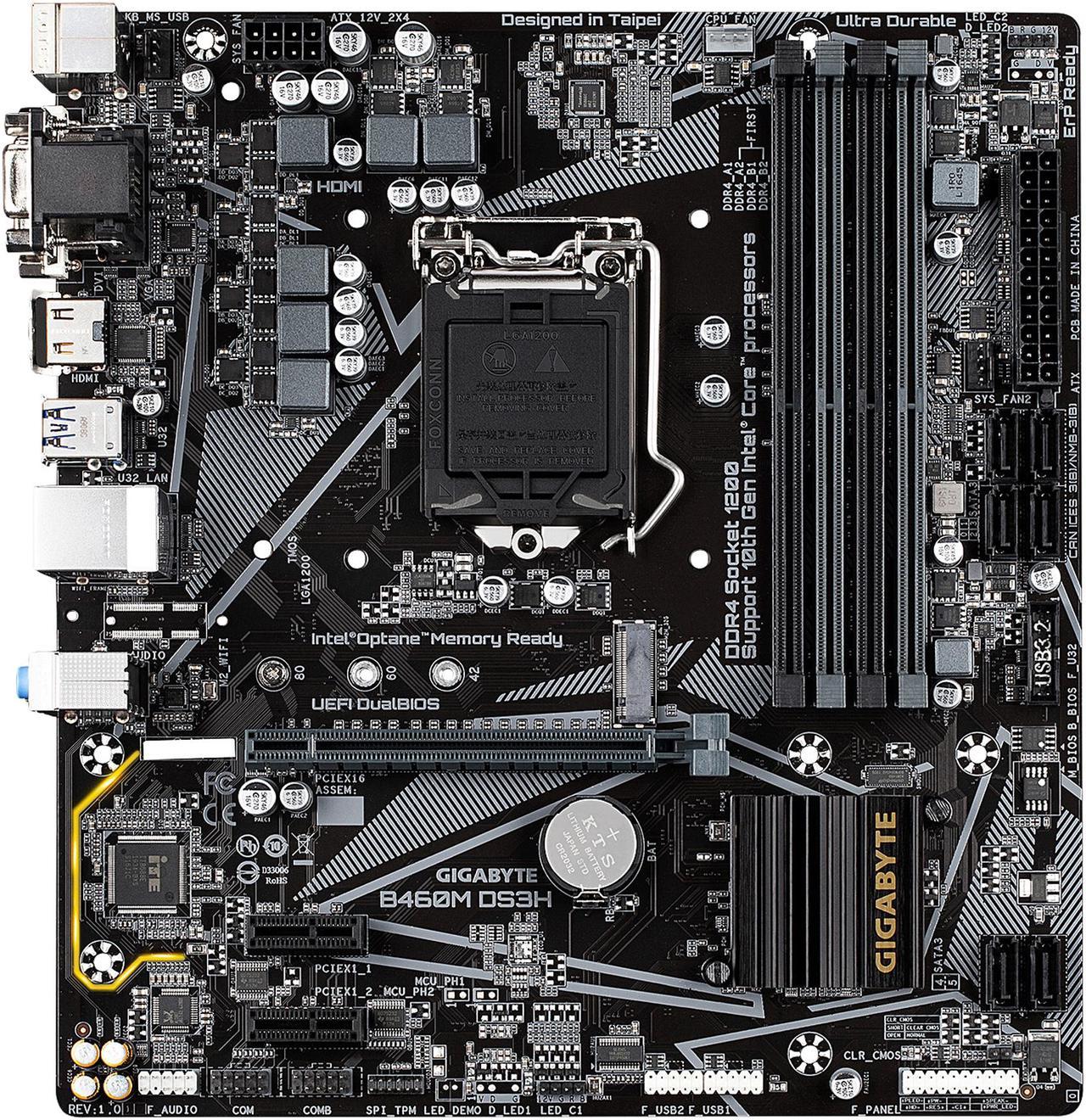 GIGABYTE B460M DS3H LGA 1200 Intel B460 Micro-ATX Motherboard with M.2, SATA 6Gb/s, USB 3.2 Gen 1