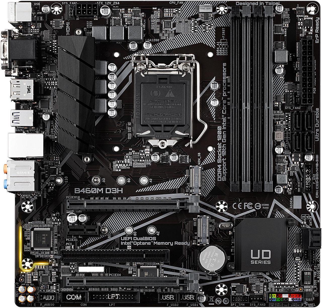 GIGABYTE B460M D3H LGA 1200 Intel B460 Micro-ATX Motherboard with Dual M.2, SATA 6Gb/s, USB 3.2 Gen 1