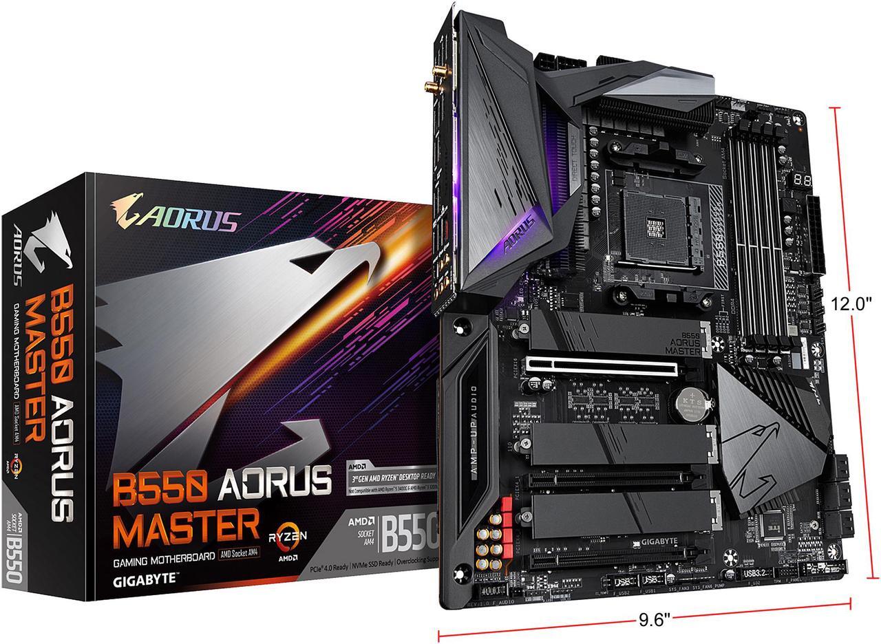 Alt view image 9 of 9 - GIGABYTE B550 AORUS MASTER AM4 AMD B550 ATX Motherboard with Triple M.2, SATA 6Gb/s, USB 3.2 Gen 2, WIFI 6, 2.5 GbE LAN, PCIe 4.0