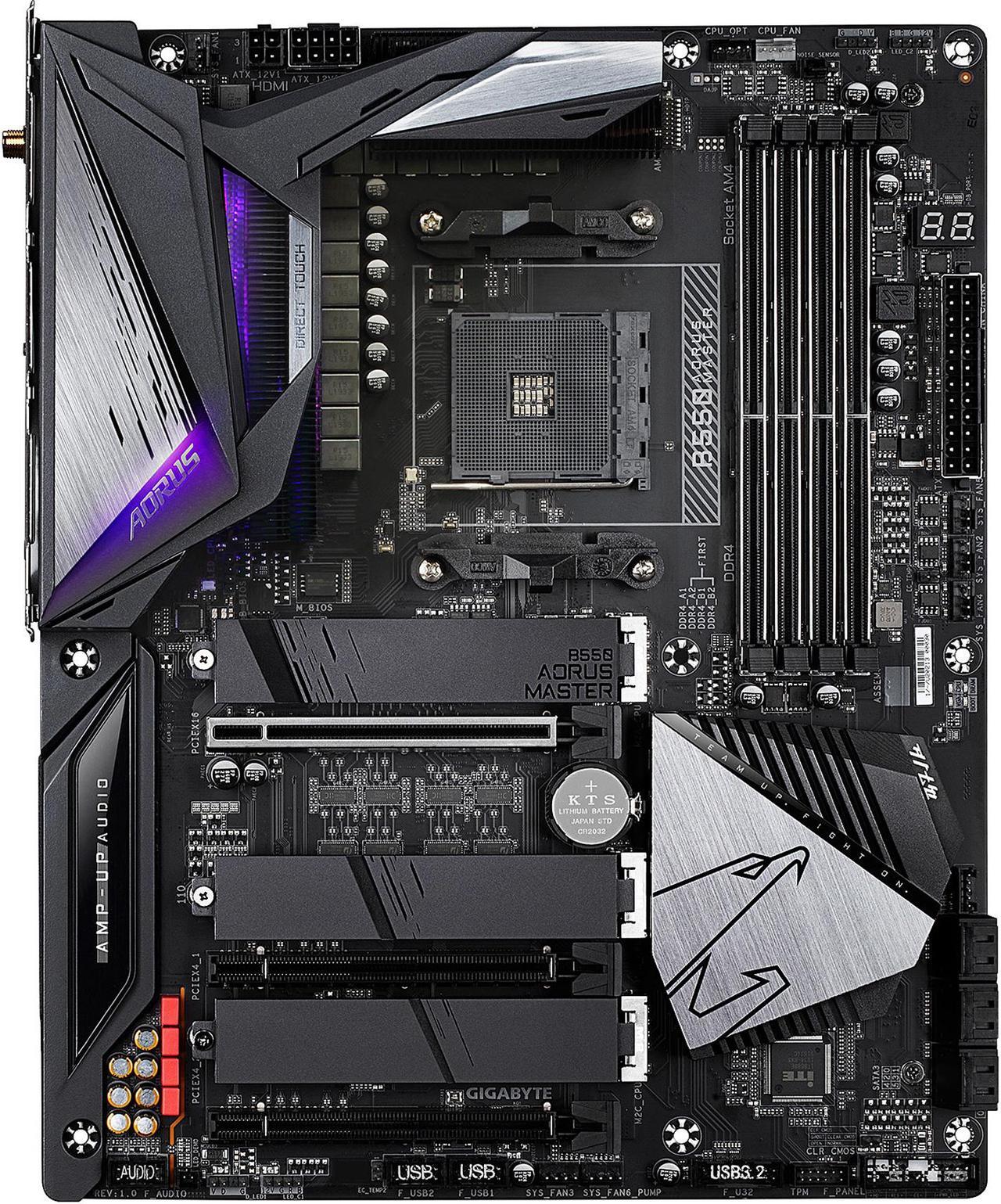 Main image of GIGABYTE B550 AORUS MASTER AM4 AMD B550 ATX Motherboard with Triple M.2, SATA 6Gb/s, USB 3.2 Gen 2, WIFI 6, 2.5 GbE LAN, PCIe 4.0