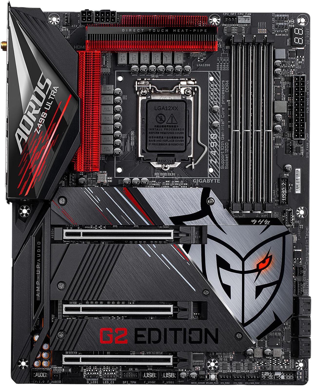 Alt view image 2 of 10 - GIGABYTE Z490 AORUS ULTRA-GU (G2 Edition) LGA 1200 Intel Z490 ATX Motherboard with Triple M.2, SATA 6Gb/s, USB 3.2 Gen 2, WIFI 6, 2.5 GbE LAN, ESSential USB DAC