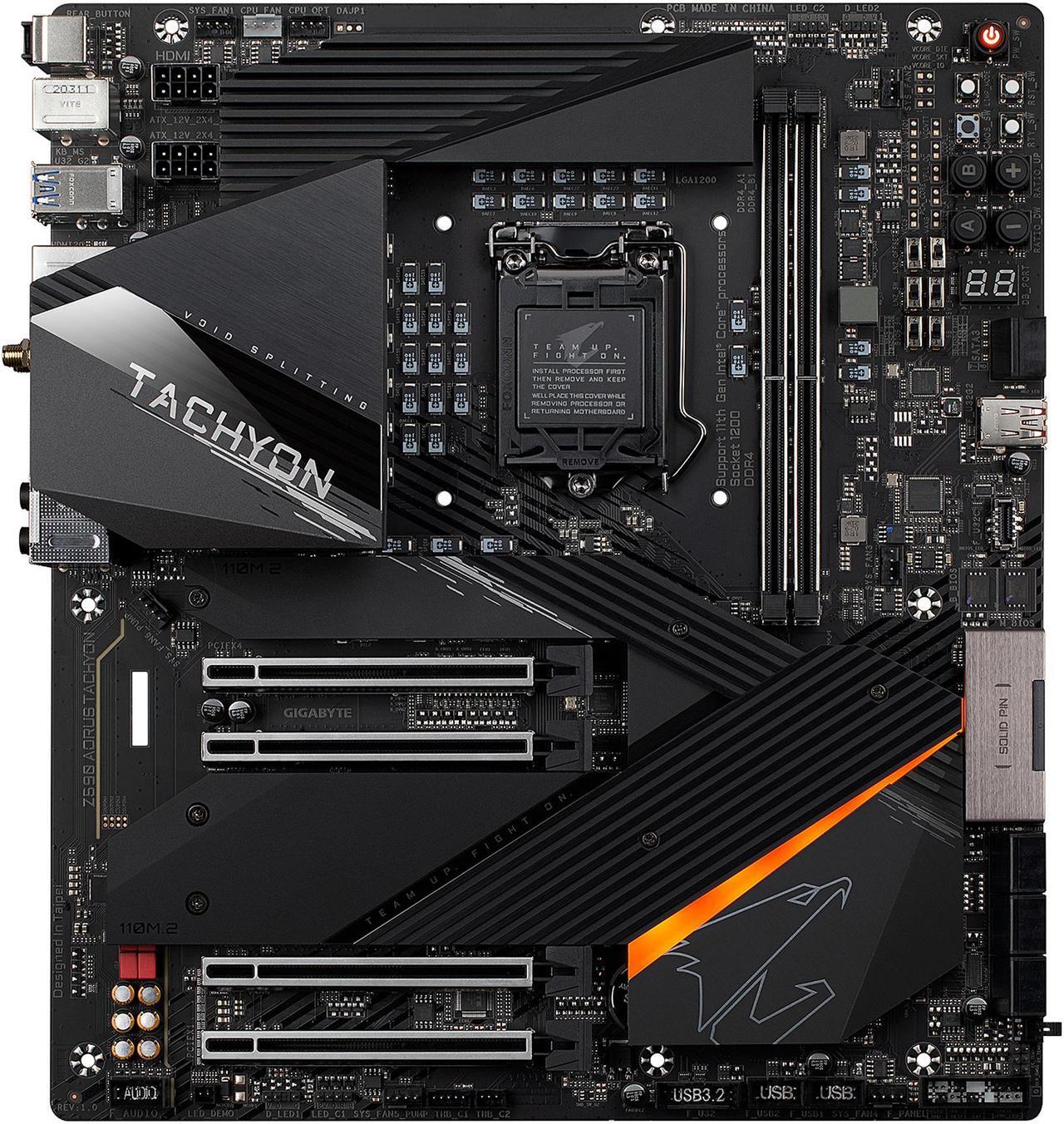 Main image of GIGABYTE Z590 AORUS TACHYON LGA 1200 Intel Z590 E-ATX Motherboard with Triple M.2, PCIe 4.0, USB 3.2 Gen2X2 Type-C, Intel WIFI 6E, 2.5GbE LAN, Onboard Overclocking Kit