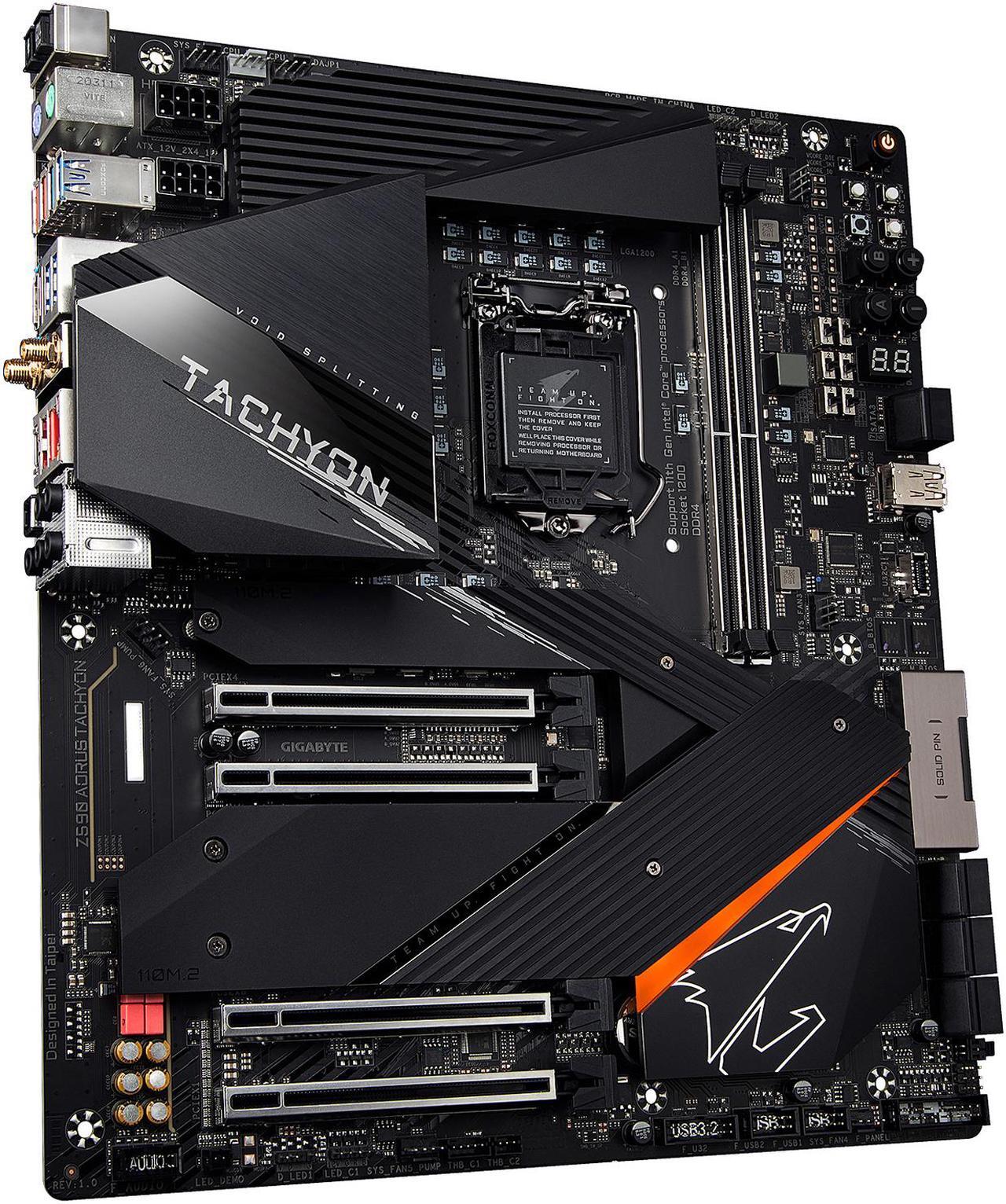 Alt view image 4 of 7 - GIGABYTE Z590 AORUS TACHYON LGA 1200 Intel Z590 E-ATX Motherboard with Triple M.2, PCIe 4.0, USB 3.2 Gen2X2 Type-C, Intel WIFI 6E, 2.5GbE LAN, Onboard Overclocking Kit