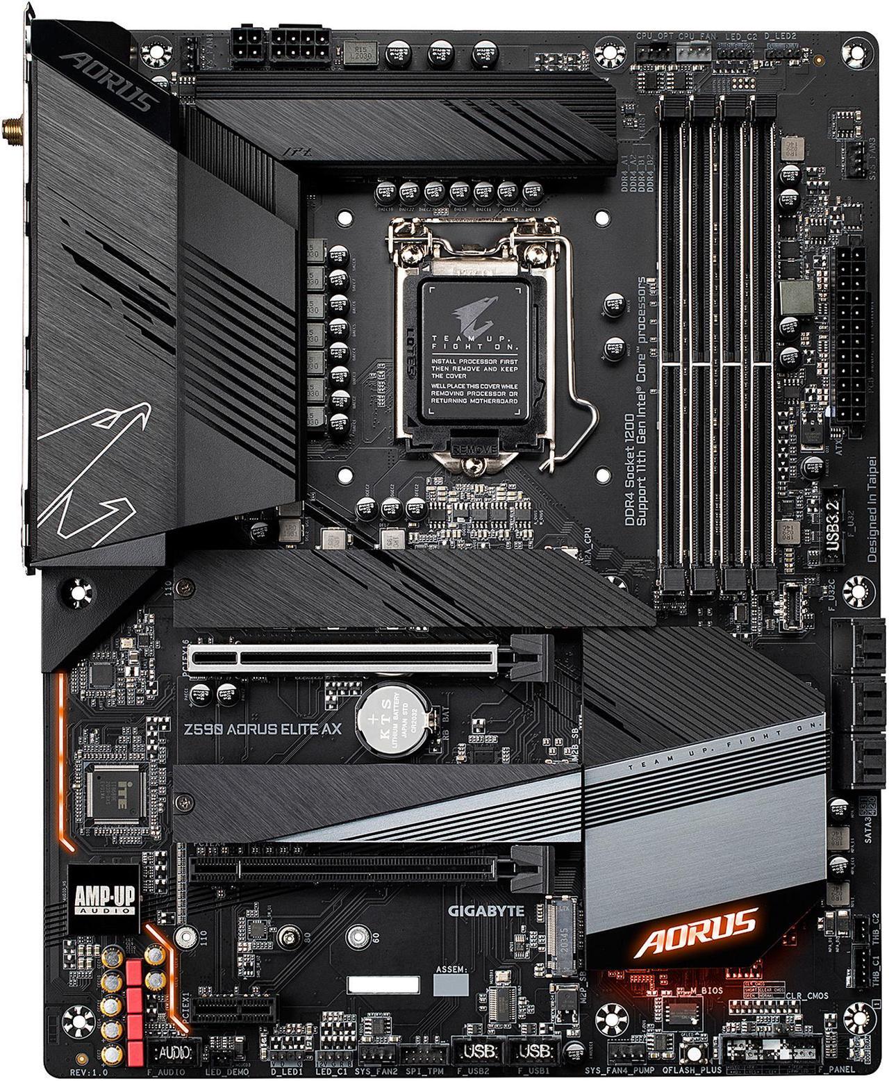 Main image of GIGABYTE Z590 AORUS ELITE AX LGA 1200 Intel Z590 ATX Motherboard with Triple M.2, PCIe 4.0, USB 3.2 Gen2X2 Type-C, Intel WIFI 6, 2.5GbE LAN