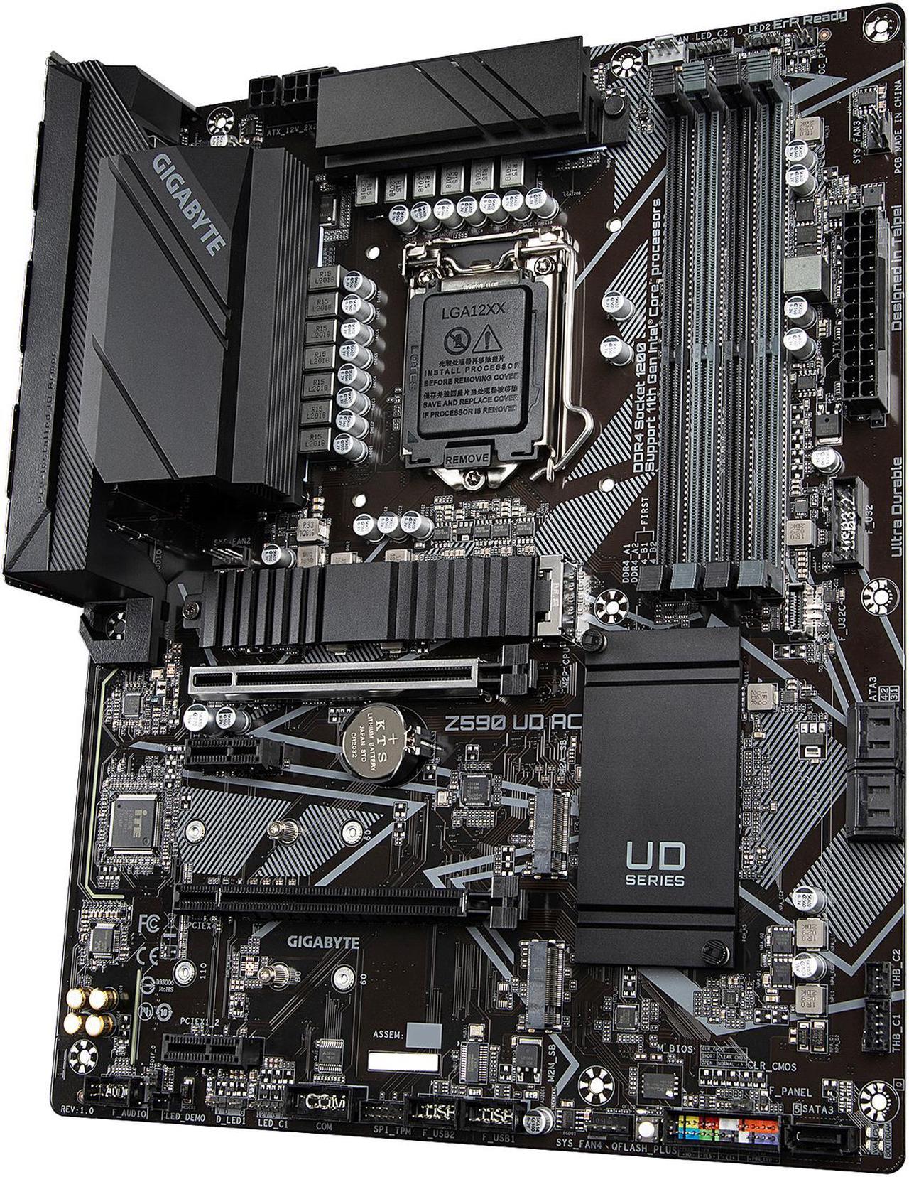 Alt view image 3 of 7 - GIGABYTE Z590 UD AC LGA 1200 Intel Z590 ATX Motherboard with Triple M.2, PCIe 4.0, USB 3.2 Gen 2, Intel Wireless-AC, 2.5GbE LAN