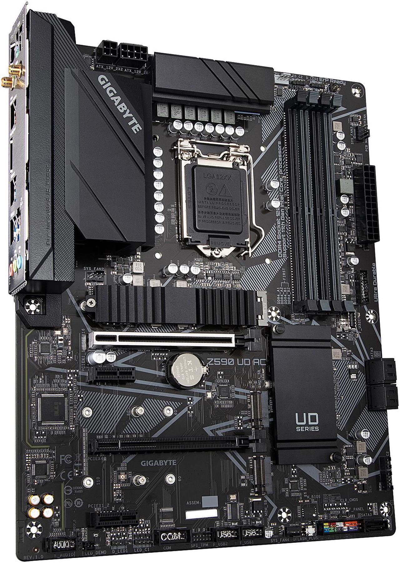 Alt view image 4 of 7 - GIGABYTE Z590 UD AC LGA 1200 Intel Z590 ATX Motherboard with Triple M.2, PCIe 4.0, USB 3.2 Gen 2, Intel Wireless-AC, 2.5GbE LAN