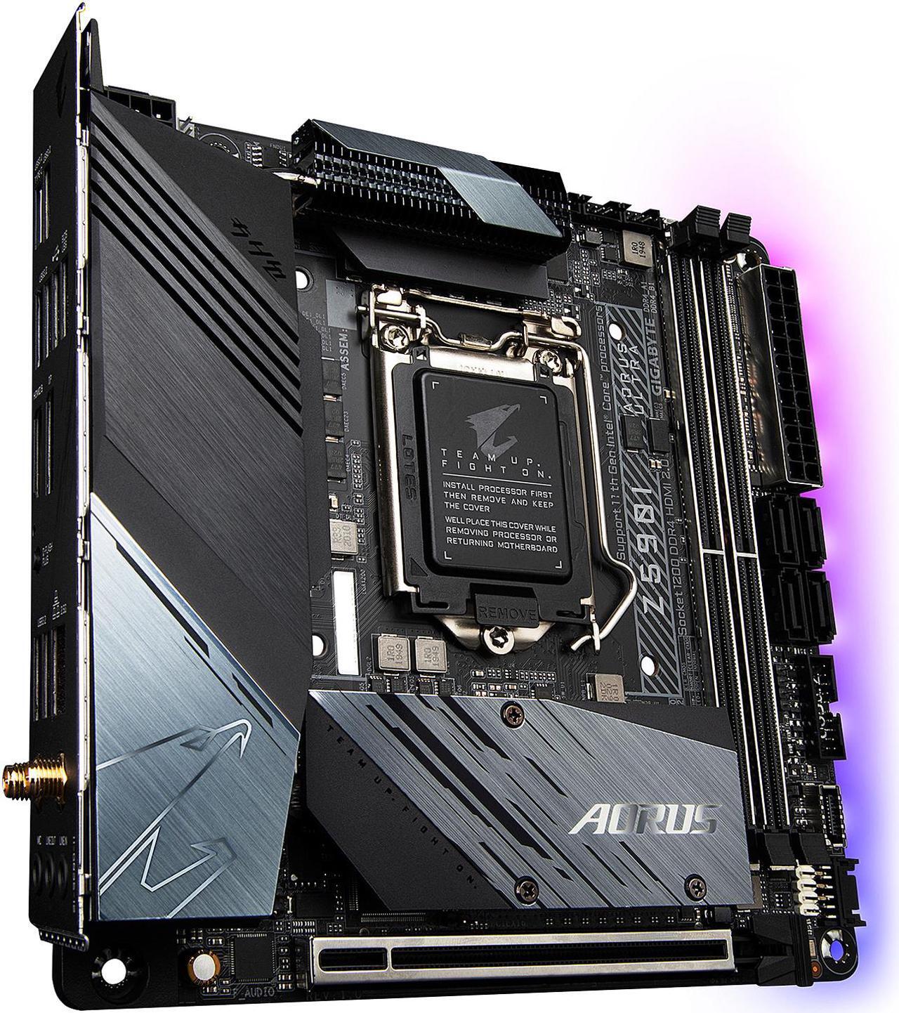Alt view image 4 of 7 - GIGABYTE Z590I AORUS ULTRA LGA 1200 Intel Z590 Mini-ITX Motherboard with Dual M.2, PCIe 4.0, USB 3.2 Gen2X2 Type-C, Intel WIFI 6, Intel i225V 2.5GbE