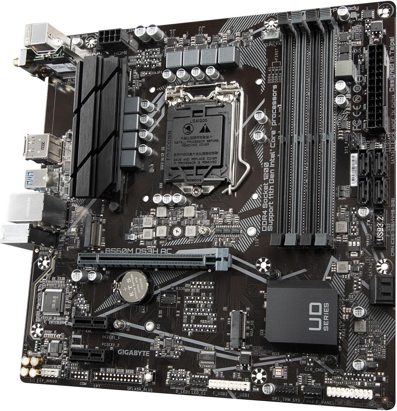 Alt view image 2 of 8 - GIGABYTE B560M DS3H AC LGA 1200 Intel B560 Micro ATX Intel Motherboard