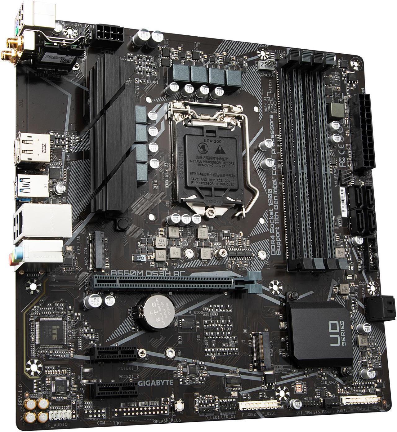 Alt view image 3 of 8 - GIGABYTE B560M DS3H AC LGA 1200 Intel B560 Micro ATX Intel Motherboard