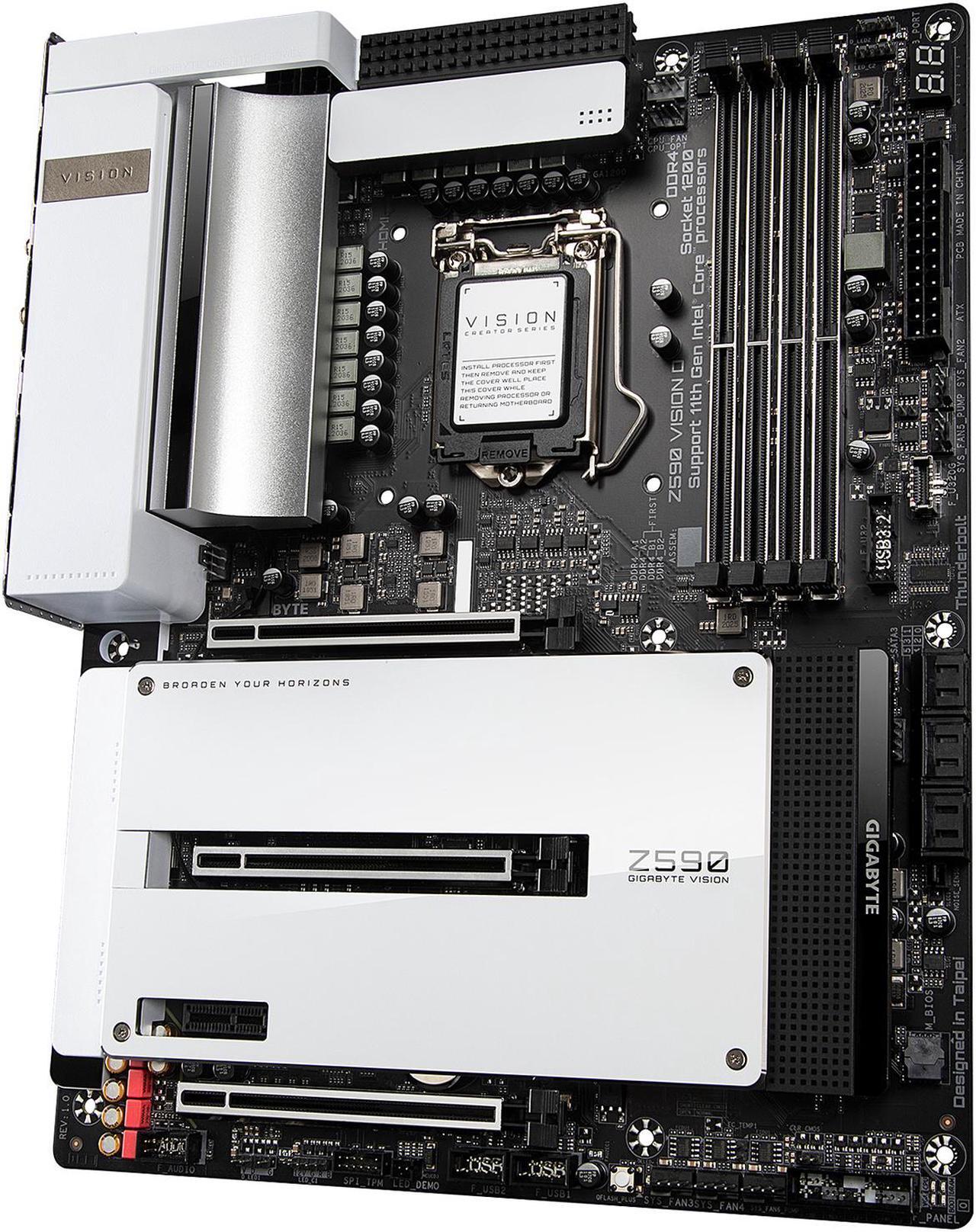 Alt view image 3 of 7 - GIGABYTE Z590 VISION D LGA 1200 Intel Z590 ATX Motherboard with Triple M.2, PCIe 4.0, USB 3.2 Gen2X2 Type-C, Intel WIFI 6, Dual 2.5GbE LAN, Intel Thunderbolt 4