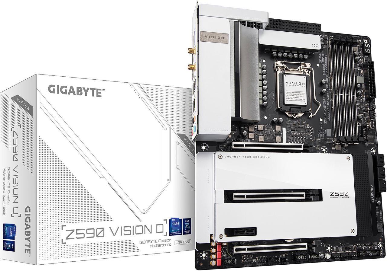 Alt view image 6 of 7 - GIGABYTE Z590 VISION D LGA 1200 Intel Z590 ATX Motherboard with Triple M.2, PCIe 4.0, USB 3.2 Gen2X2 Type-C, Intel WIFI 6, Dual 2.5GbE LAN, Intel Thunderbolt 4