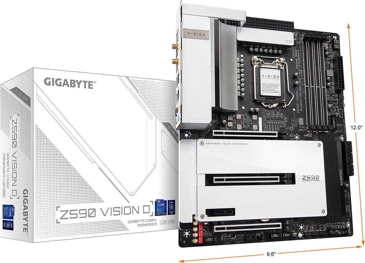 Alt view image 7 of 7 - GIGABYTE Z590 VISION D LGA 1200 Intel Z590 ATX Motherboard with Triple M.2, PCIe 4.0, USB 3.2 Gen2X2 Type-C, Intel WIFI 6, Dual 2.5GbE LAN, Intel Thunderbolt 4