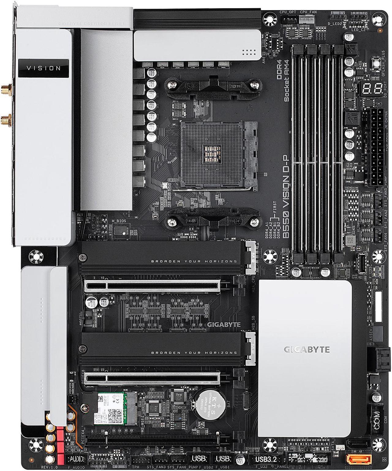 GIGABYTE B550 VISION D-P AM4 AMD B550 ATX Motherboard with Dual M.2, SATA 6Gb/s, USB 3.2 Type-C with Thunderbolt 3, WIFI 6, Dual 2.5GbE LAN, PCIe 4.0