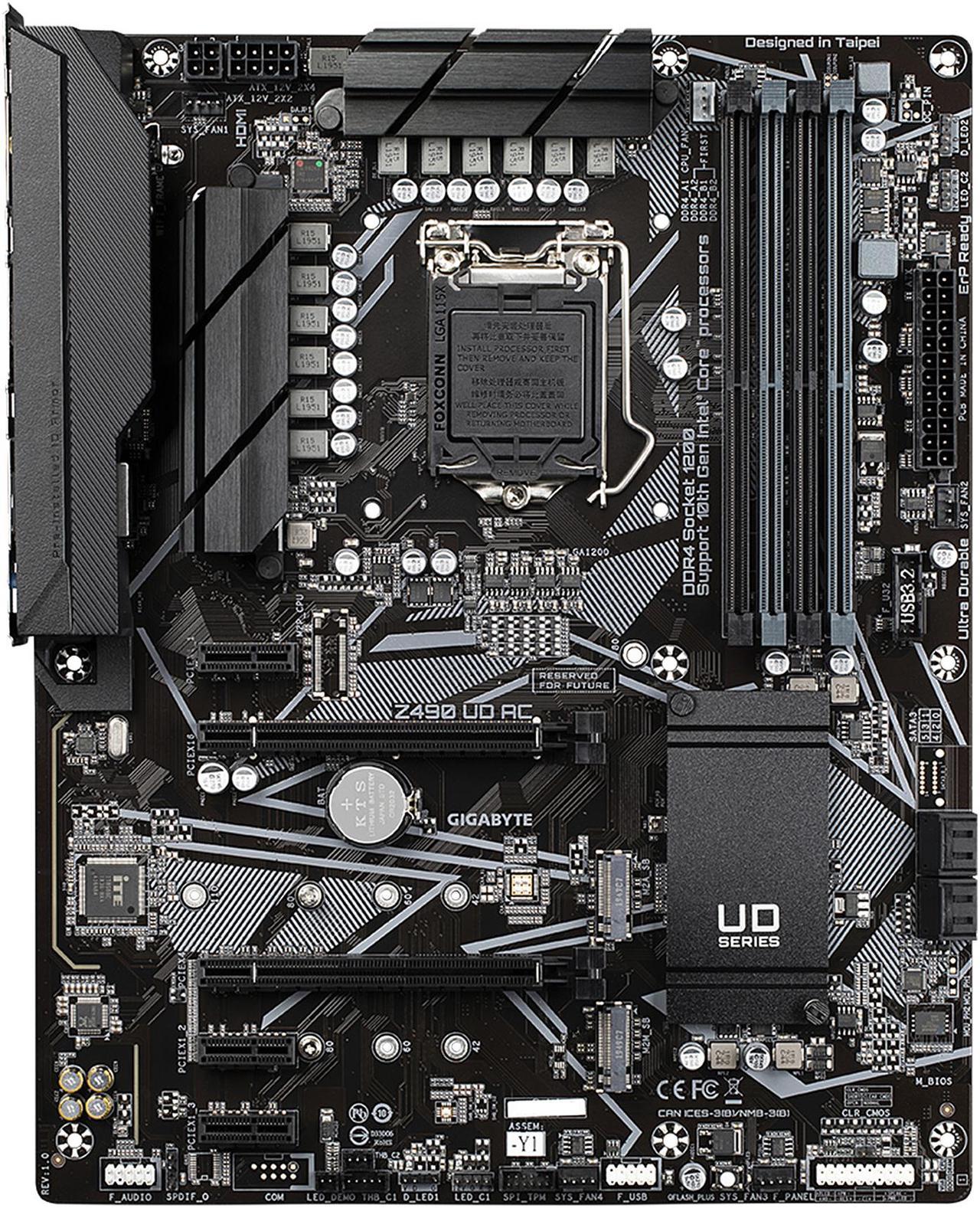 GIGABYTE Z490 UD AC-Y1 LGA 1200 Intel Z490 ATX Motherboard with Dual M.2, SATA 6Gb/s, USB 3.2 Gen 2, Intel 802.11a/b/g/n/ac