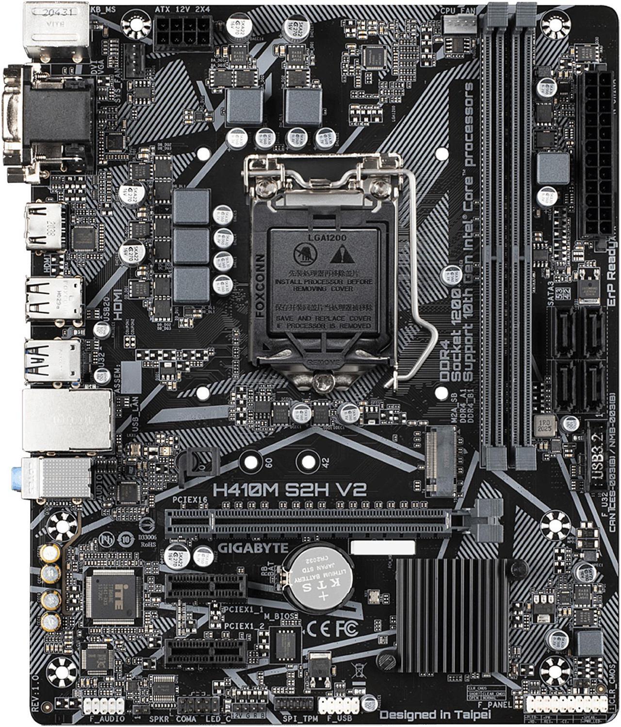 GIGABYTE H410M S2H V2 LGA 1200 Intel H470 Micro-ATX Motherboard with M.2, SATA 6Gb/s, USB 3.2 Gen 1