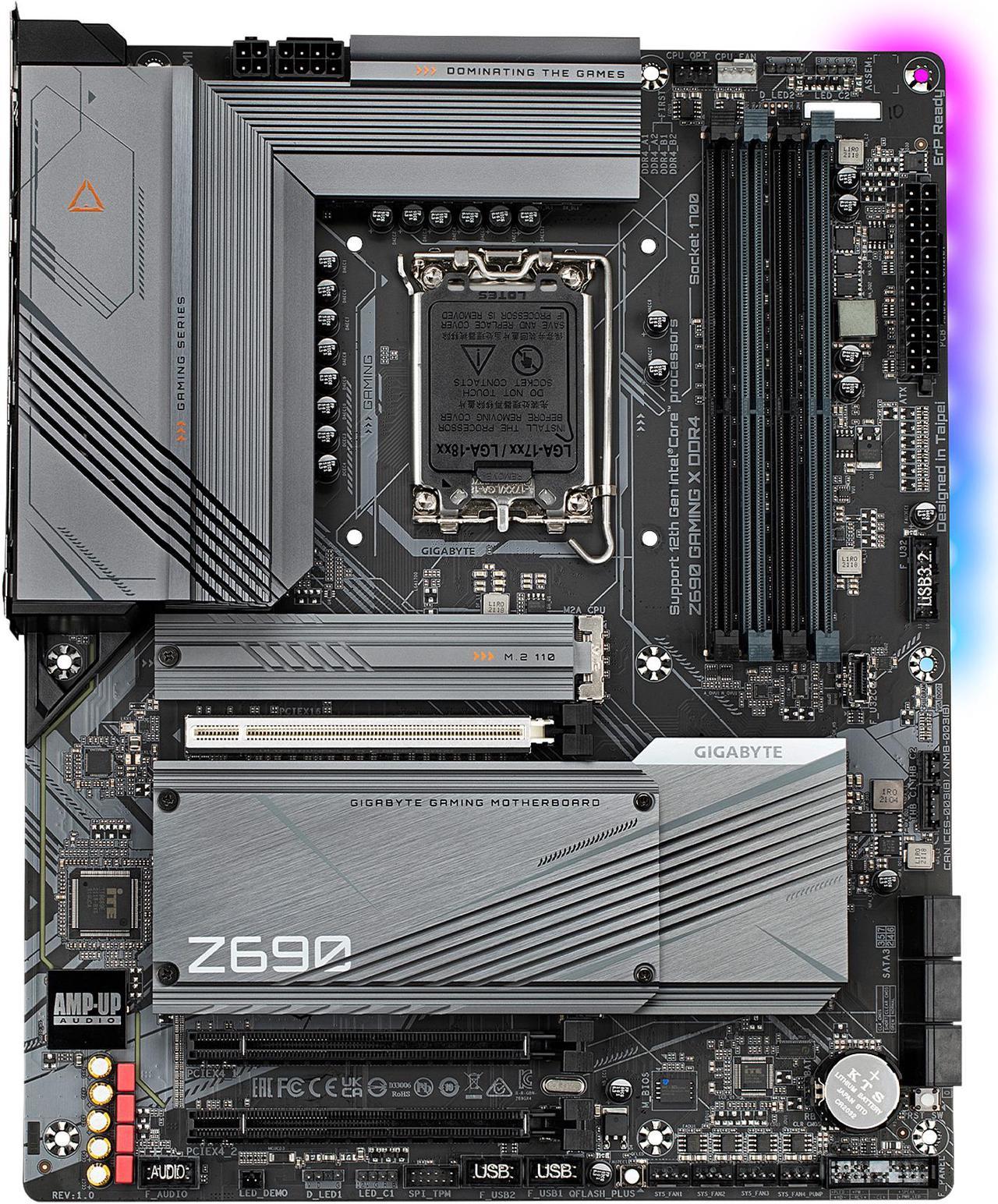 GIGABYTE Z690 GAMING X DDR4 LGA 1700 Intel Z690 ATX Motherboard with DDR4, Quad M.2, PCIe 5.0, USB 3.2 Gen2X2 Type-C, 2.5GbE LAN