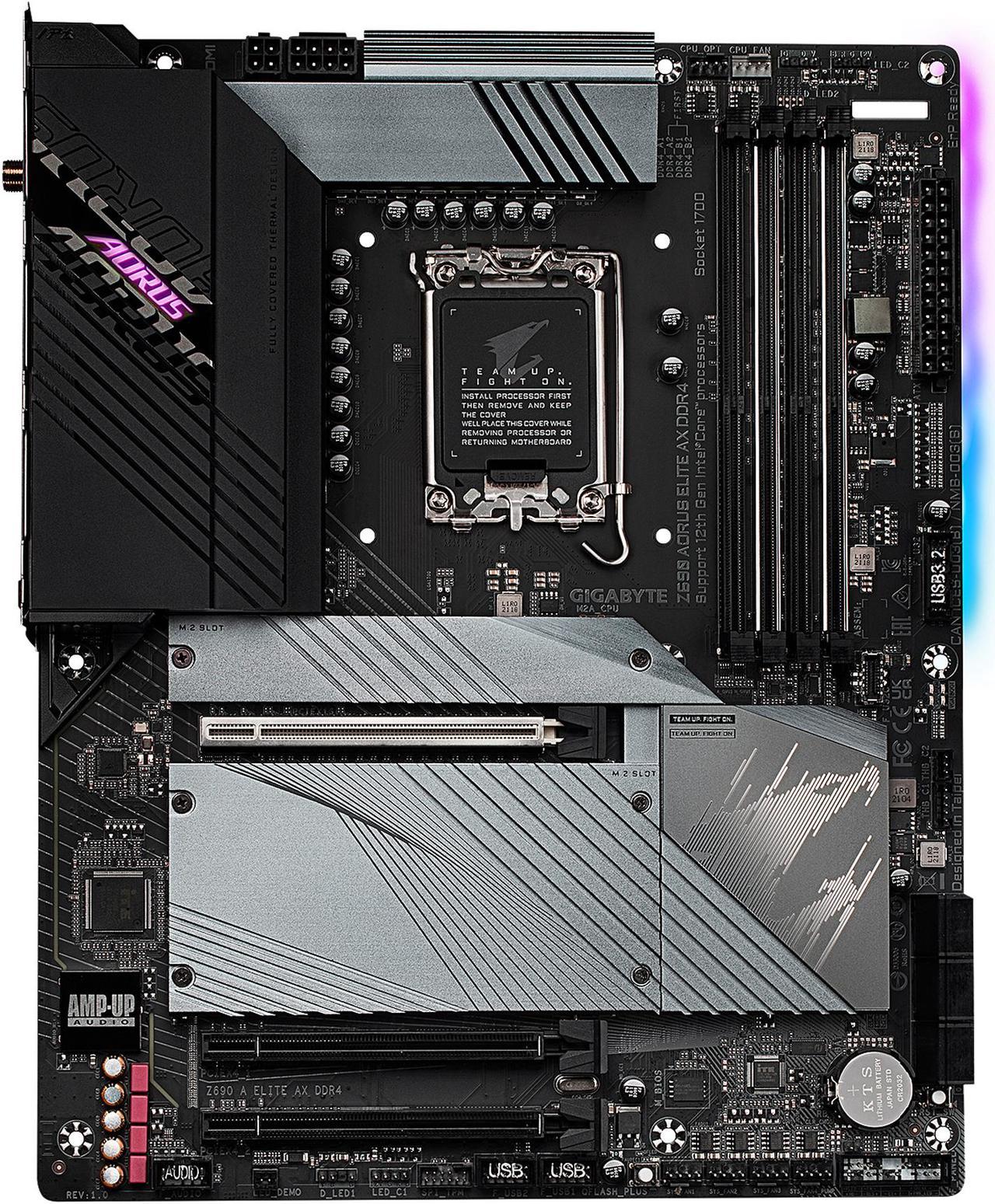 GIGABYTE Z690 AORUS ELITE AX DDR4 LGA 1700 Intel Z690 ATX Motherboard with DDR4, Quad M.2, PCIe 5.0, USB 3.2 Gen2X2 Type-C, WiFi 6, 2.5GbE LAN