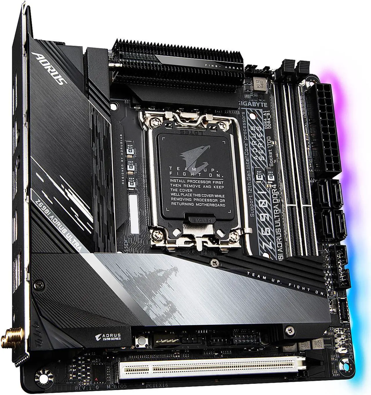 Alt view image 4 of 7 - GIGABYTE Z690I AORUS ULTRA DDR4 LGA 1700 Intel Z690 Mini-ITX Motherboard with DDR4, Dual M.2, PCIe 5.0, USB 3.2 Gen2X2 Type-C, WiFi 6, Intel 2.5 GbE LAN