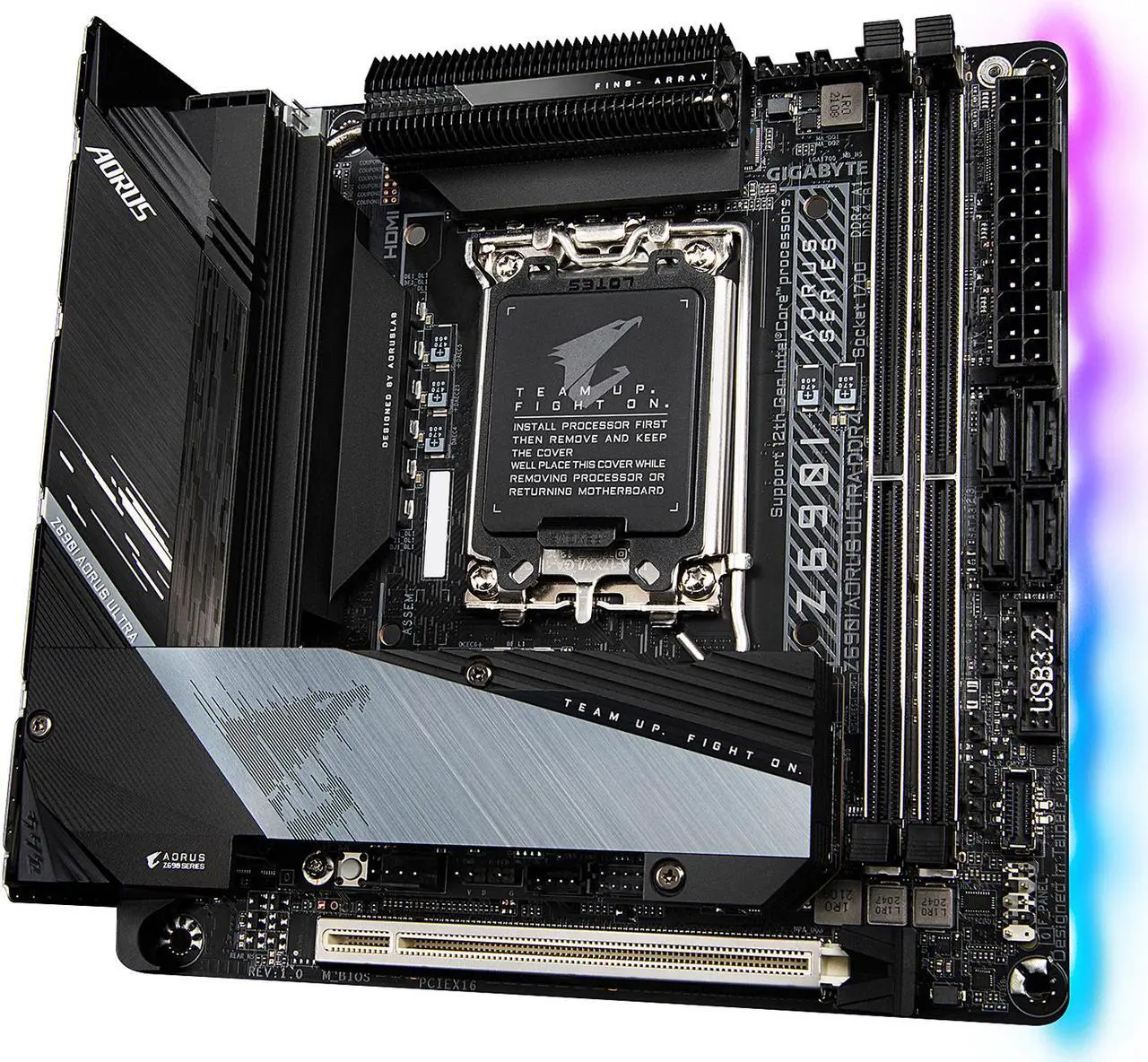 Alt view image 3 of 7 - GIGABYTE Z690I AORUS ULTRA DDR4 LGA 1700 Intel Z690 Mini-ITX Motherboard with DDR4, Dual M.2, PCIe 5.0, USB 3.2 Gen2X2 Type-C, WiFi 6, Intel 2.5 GbE LAN