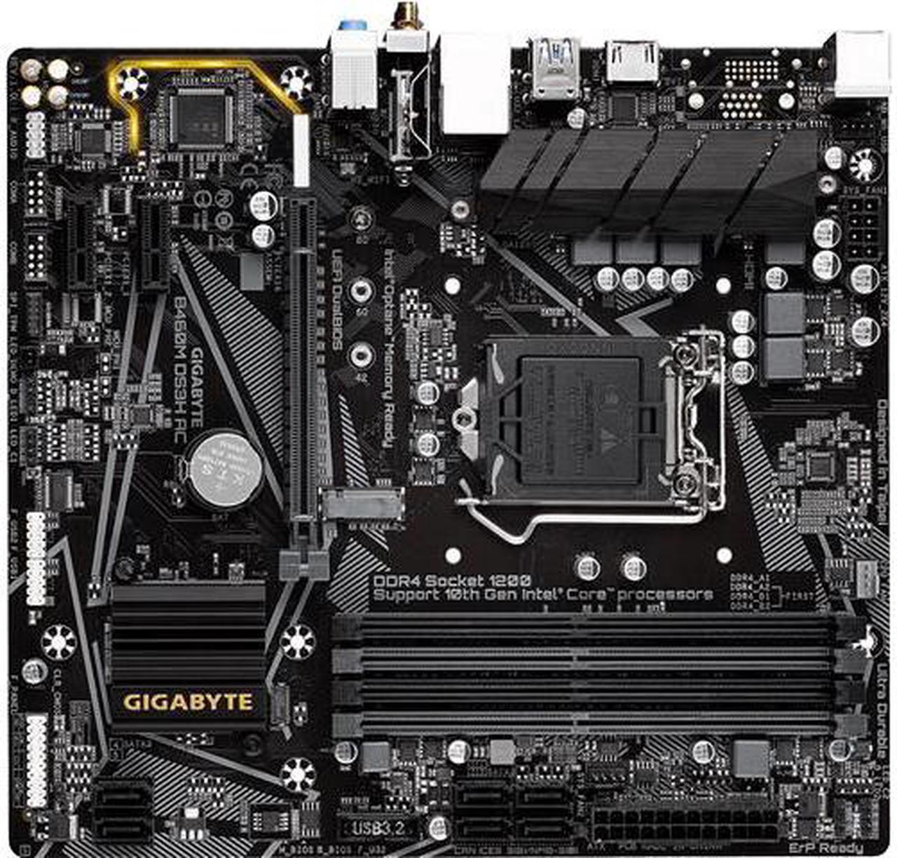 GIGABYTE B460M DS3H AC-Y1 LGA 1200 Intel B460 SATA 6Gb/s Micro ATX Intel Motherboard, With I/O Backplate