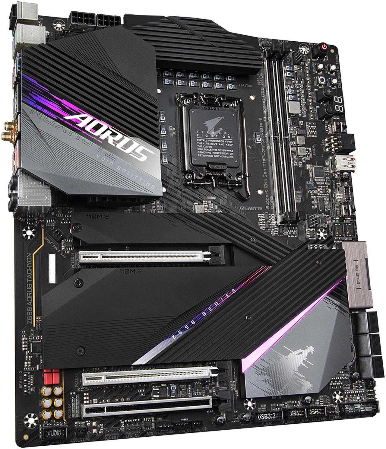 Alt view image 3 of 7 - GIGABYTE Z690 AORUS TACHYON LGA 1700 Intel Z690 EATX Motherboard with DDR5, Quad M.2, PCIe 5.0, USB 3.2 Gen2X2 Type-C, Intel WiFi 6E, Intel 2.5 GbE LAN
