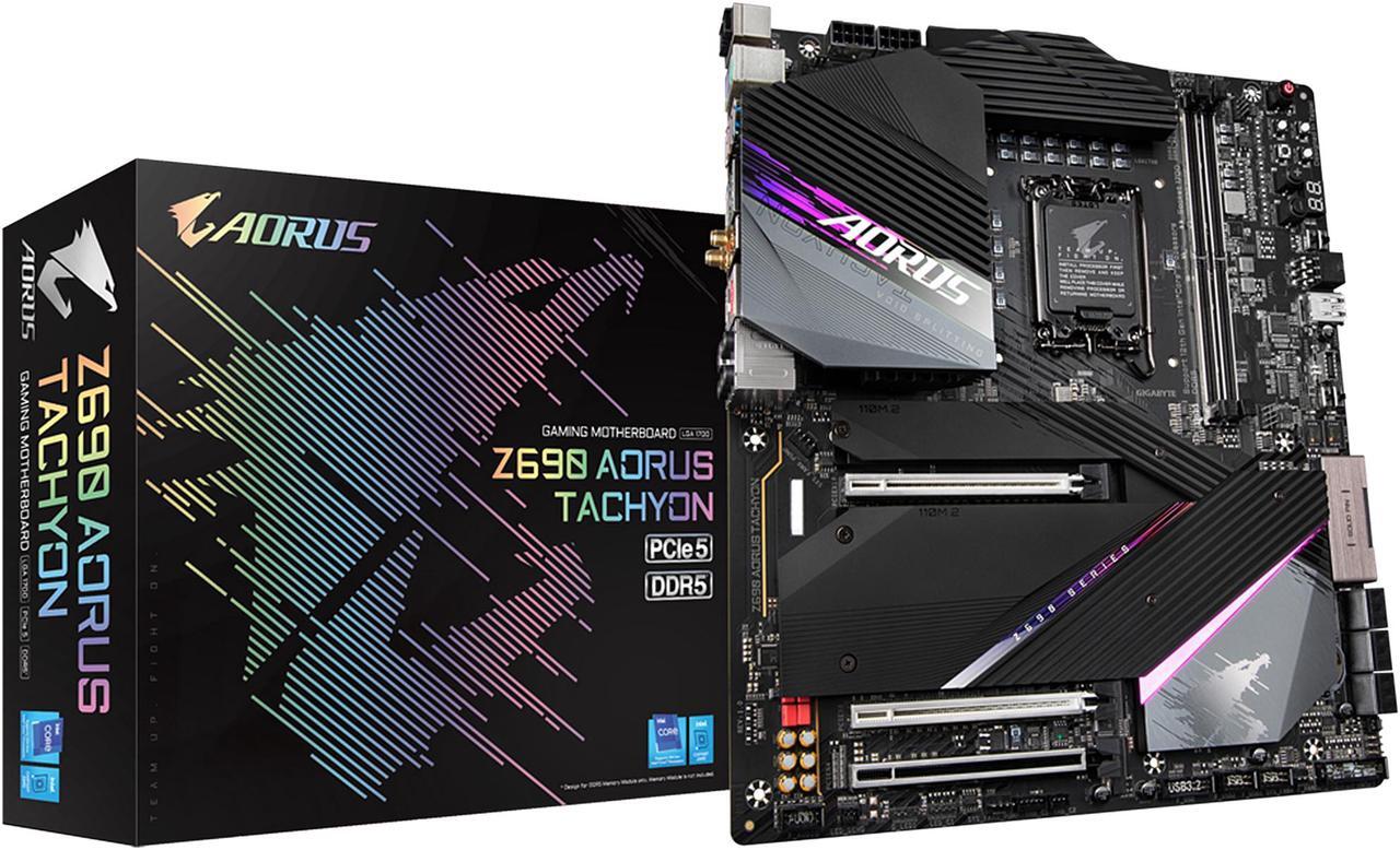 Alt view image 6 of 7 - GIGABYTE Z690 AORUS TACHYON LGA 1700 Intel Z690 EATX Motherboard with DDR5, Quad M.2, PCIe 5.0, USB 3.2 Gen2X2 Type-C, Intel WiFi 6E, Intel 2.5 GbE LAN