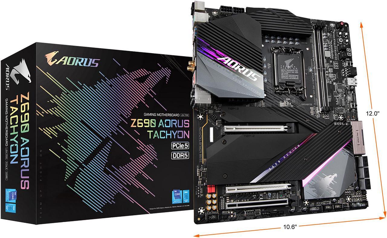 Alt view image 7 of 7 - GIGABYTE Z690 AORUS TACHYON LGA 1700 Intel Z690 EATX Motherboard with DDR5, Quad M.2, PCIe 5.0, USB 3.2 Gen2X2 Type-C, Intel WiFi 6E, Intel 2.5 GbE LAN