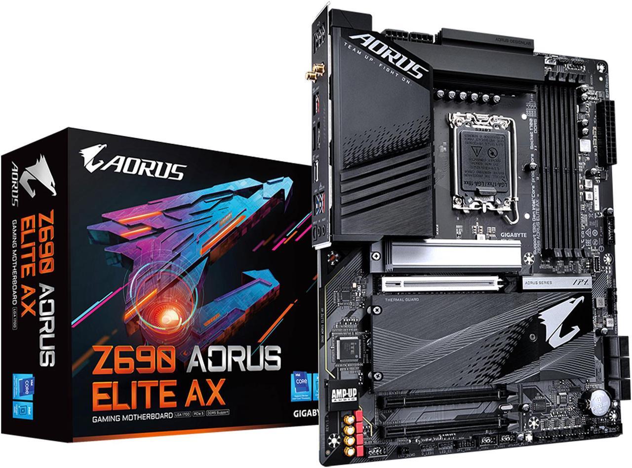 Main image of GIGABYTE Z690 AORUS ELITE AX (rev. 1.4) LGA 1700 Intel Z690 ATX Motherboard with DDR5, Quad M.2, PCIe 5.0, USB 3.2 Gen2X2 Type-C, WiFi 6E, 2.5GbE LAN