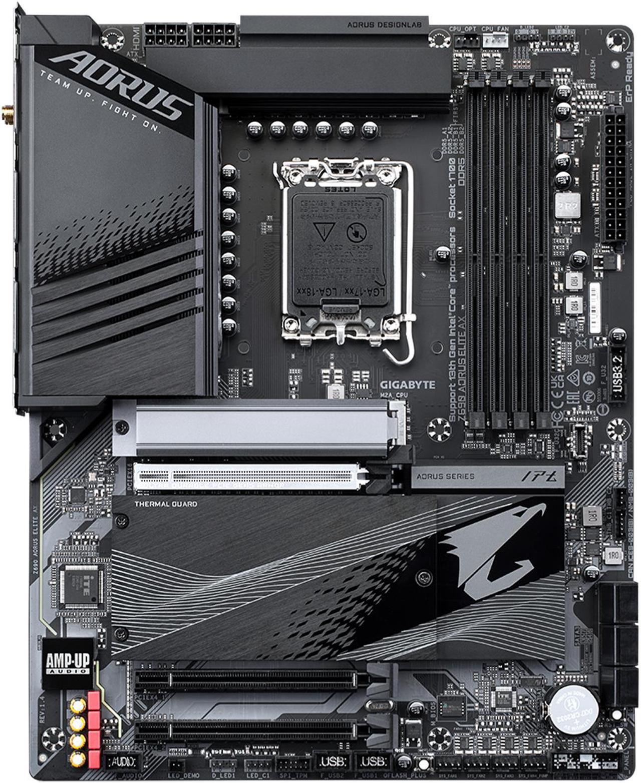 Alt view image 2 of 6 - GIGABYTE Z690 AORUS ELITE AX (rev. 1.4) LGA 1700 Intel Z690 ATX Motherboard with DDR5, Quad M.2, PCIe 5.0, USB 3.2 Gen2X2 Type-C, WiFi 6E, 2.5GbE LAN