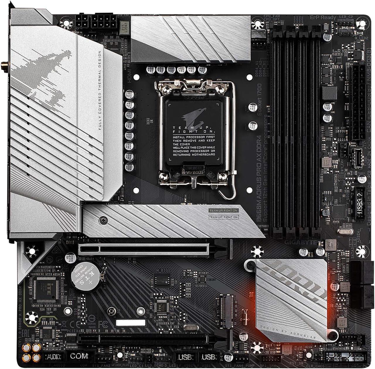 GIGABYTE B660M AORUS PRO AX DDR4 B660 Intel LGA 1700 Micro-ATX Motherboard with DDR4, Dual M.2, PCIe 4.0, USB 3.2 Gen2 Type-C, WIFI 6 802.11ax, Intel 2.5GbE LAN