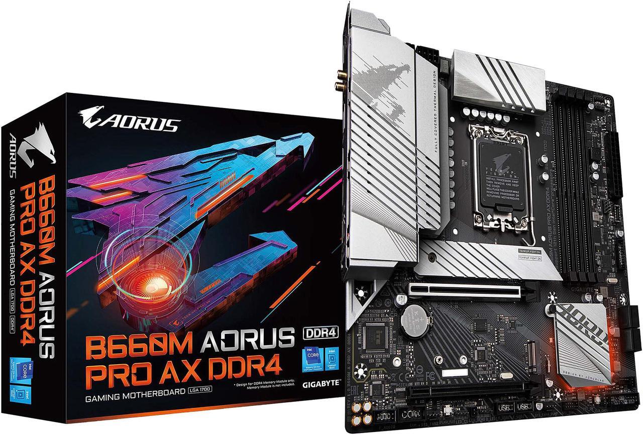 Alt view image 6 of 6 - GIGABYTE B660M AORUS PRO AX DDR4 B660 Intel LGA 1700 Micro-ATX Motherboard with DDR4, Dual M.2, PCIe 4.0, USB 3.2 Gen2 Type-C, WIFI 6 802.11ax, Intel 2.5GbE LAN