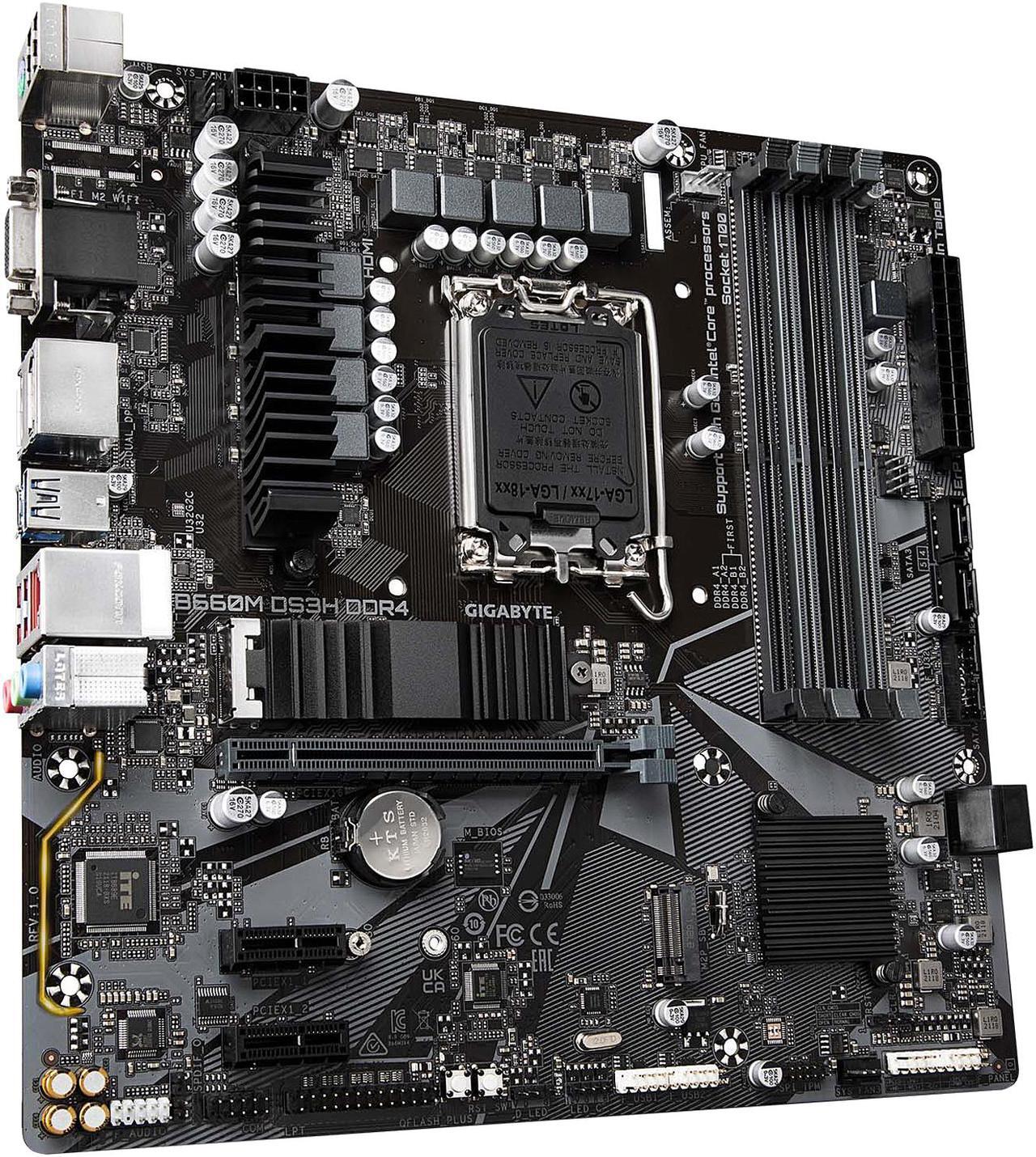 Alt view image 3 of 6 - GIGABYTE B660M DS3H DDR4 B660 Intel LGA 1700 M-ATX Motherboard with DDR4, Dual M.2, PCIe 4.0, USB 3.2 Gen2 Type-C, 2.5GbE LAN