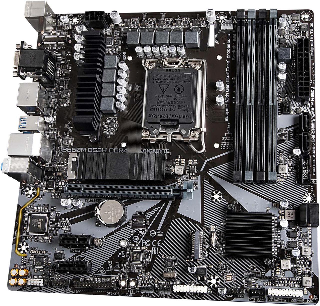 Alt view image 2 of 6 - GIGABYTE B660M DS3H DDR4 B660 Intel LGA 1700 M-ATX Motherboard with DDR4, Dual M.2, PCIe 4.0, USB 3.2 Gen2 Type-C, 2.5GbE LAN