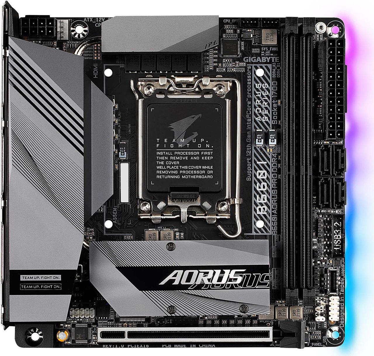 GIGABYTE B660I AORUS PRO DDR4 B660 Intel LGA 1700 Mini-ITX Motherboard with DDR4, Single M.2, PCIe 4.0, USB 3.2 Gen2 Type-C, WIFI 6 802.11ax, Intel 2.5GbE LAN