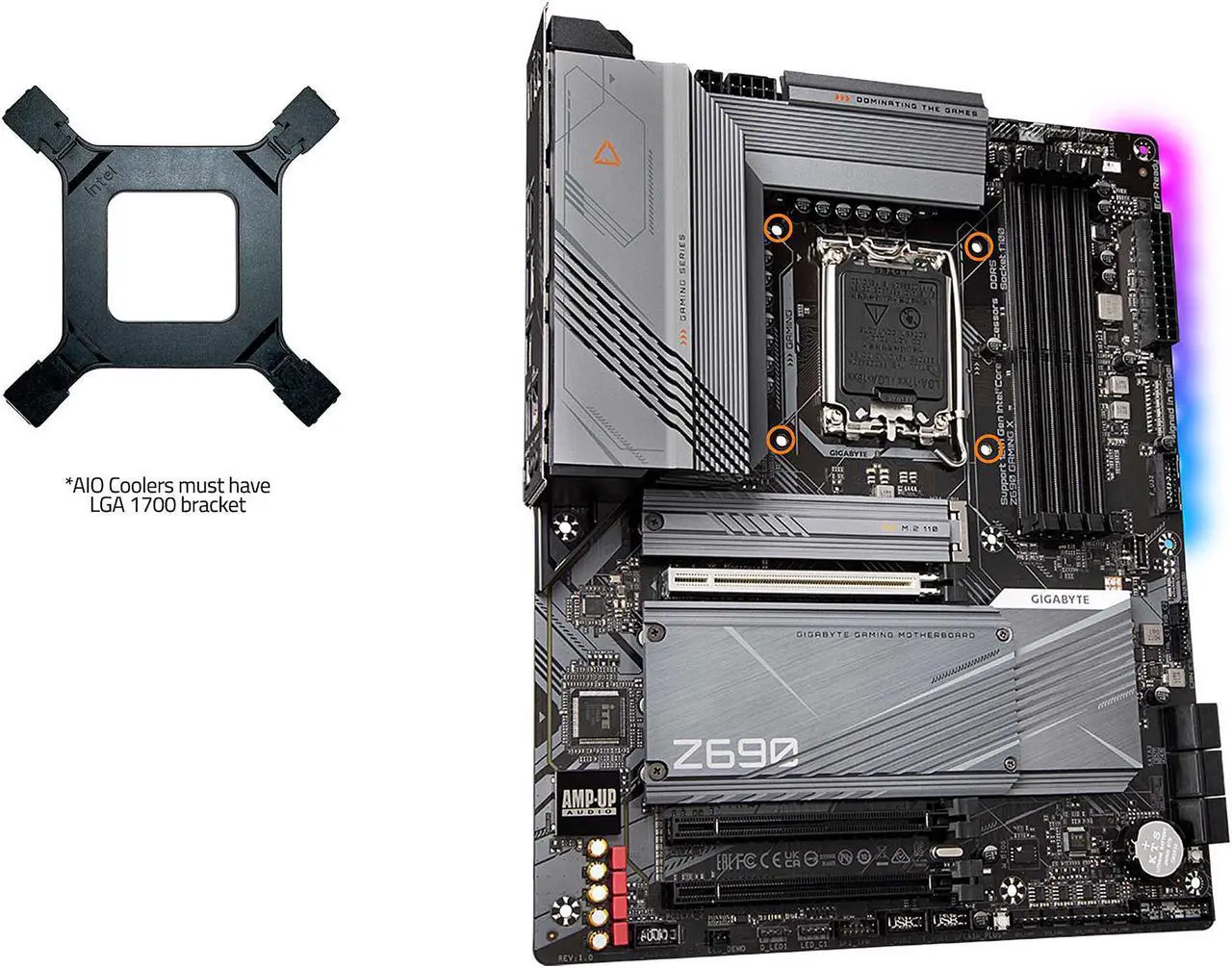Alt view image 5 of 8 - GIGABYTE Z690 GAMING X LGA 1700 Intel Z690 ATX Motherboard with DDR5, Quad M.2, PCIe 5.0, USB 3.2 Gen2X2 Type-C, 2.5GbE LAN