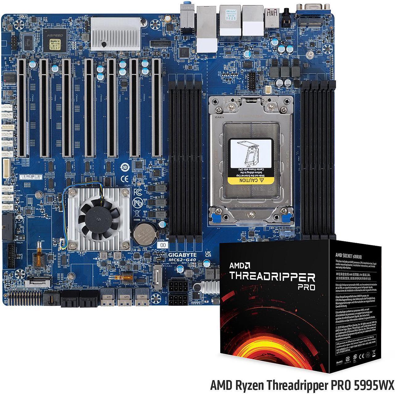 GIGABYTE Bundle Deal MC62-G40 Motherboard with AMD Threadripper Pro 5995WX CPU 64-Core/128-Thread Processor - Integrated by GIGABYTE