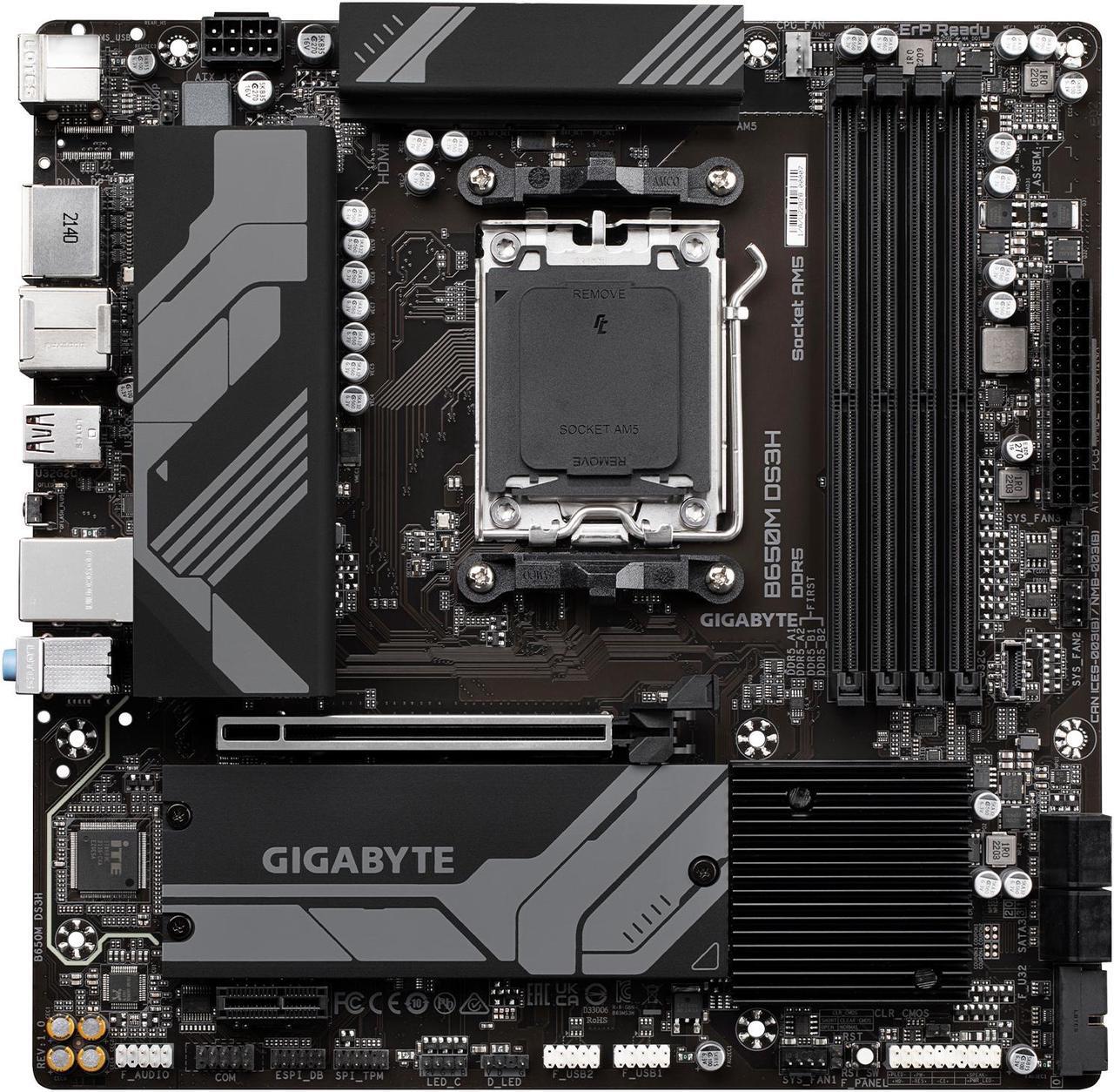 Alt view image 2 of 5 - GIGABYTE B650M DS3H AM5 LGA 1718 AMD B650 M-ATX Motherboard with 5-Year Warranty, DDR5, PCIe 4.0 M.2, PCIe 4.0, USB 3.2 Gen2X2 Type-C, , 2.5GbE LAN