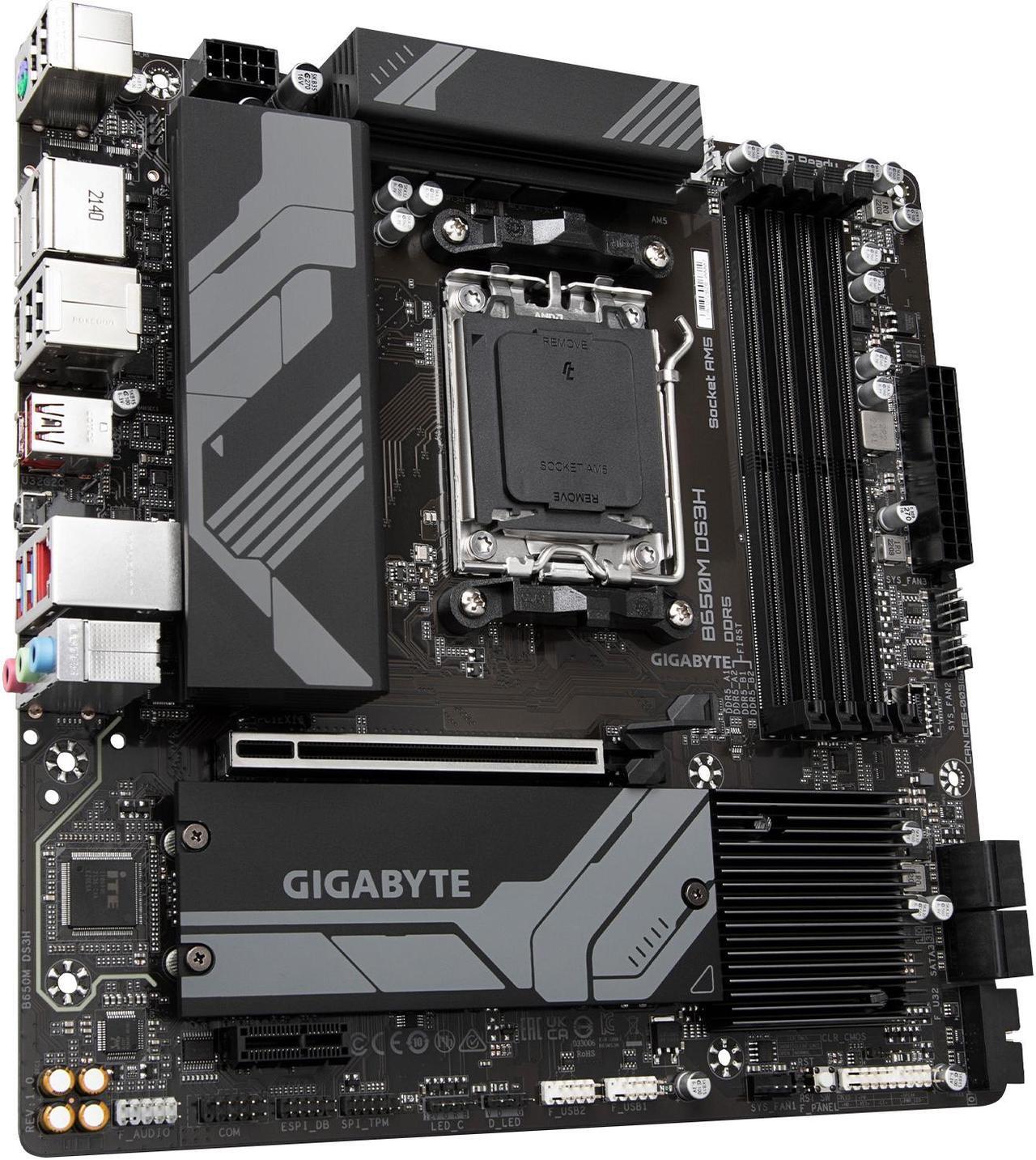 Alt view image 4 of 5 - GIGABYTE B650M DS3H AM5 LGA 1718 AMD B650 M-ATX Motherboard with 5-Year Warranty, DDR5, PCIe 4.0 M.2, PCIe 4.0, USB 3.2 Gen2X2 Type-C, , 2.5GbE LAN