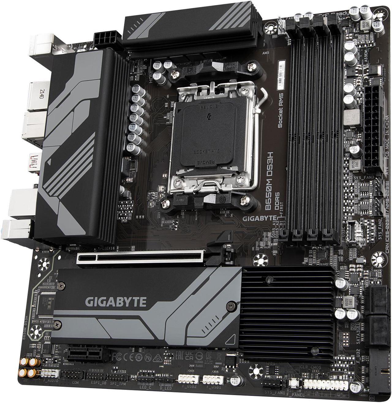 Alt view image 5 of 5 - GIGABYTE B650M DS3H AM5 LGA 1718 AMD B650 M-ATX Motherboard with 5-Year Warranty, DDR5, PCIe 4.0 M.2, PCIe 4.0, USB 3.2 Gen2X2 Type-C, , 2.5GbE LAN