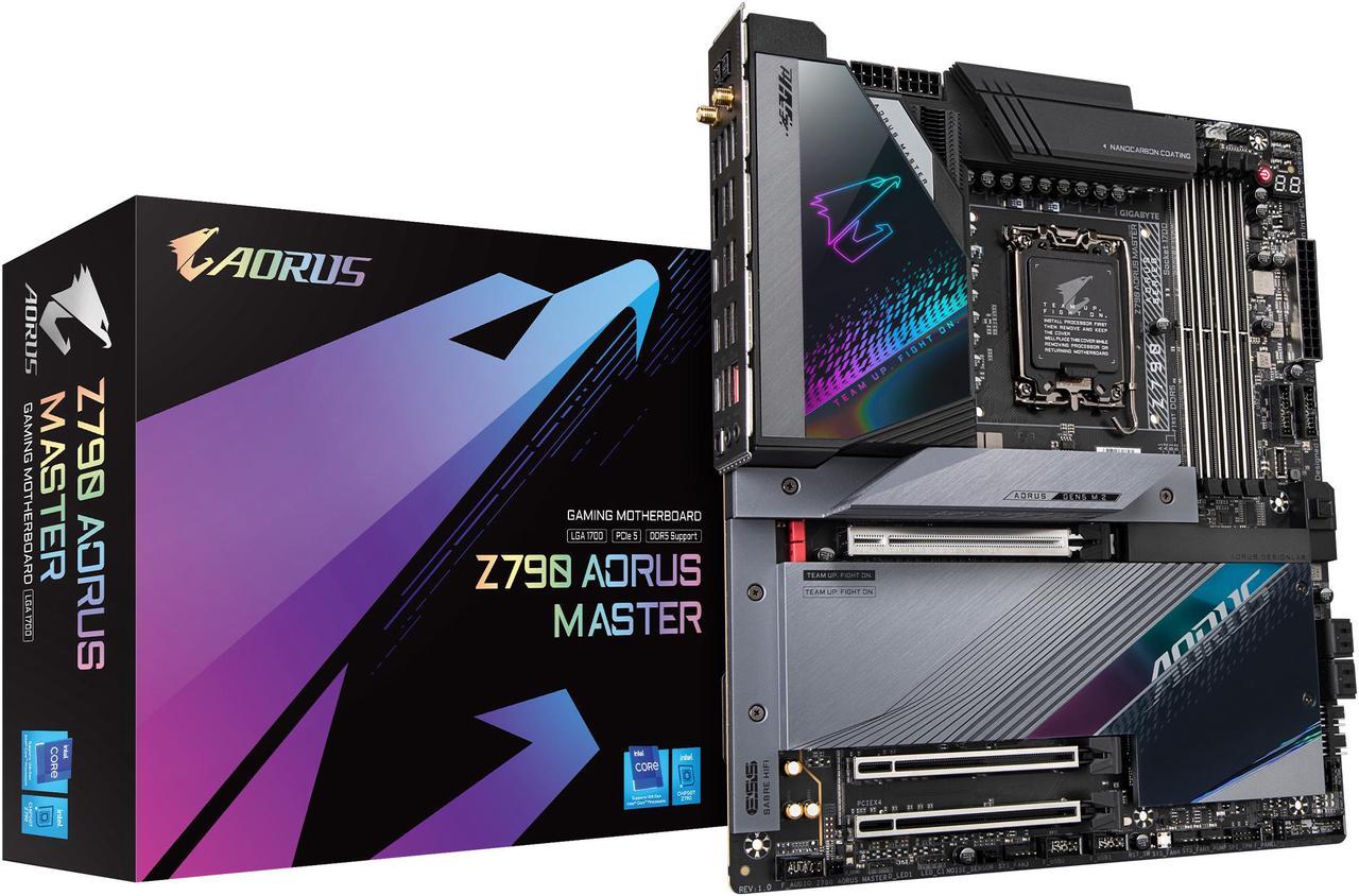 GIGABYTE Z790 AORUS MASTER LGA 1700 Intel Z790 EATX Motherboard with DDR5, 5* M.2, PCIe 5.0, USB 3.2 Gen2X2 Type-C, Intel WiFi 6E, Marvell AQtion 10GbE LAN, Q-Flash Plus, EZ-Latch Plus