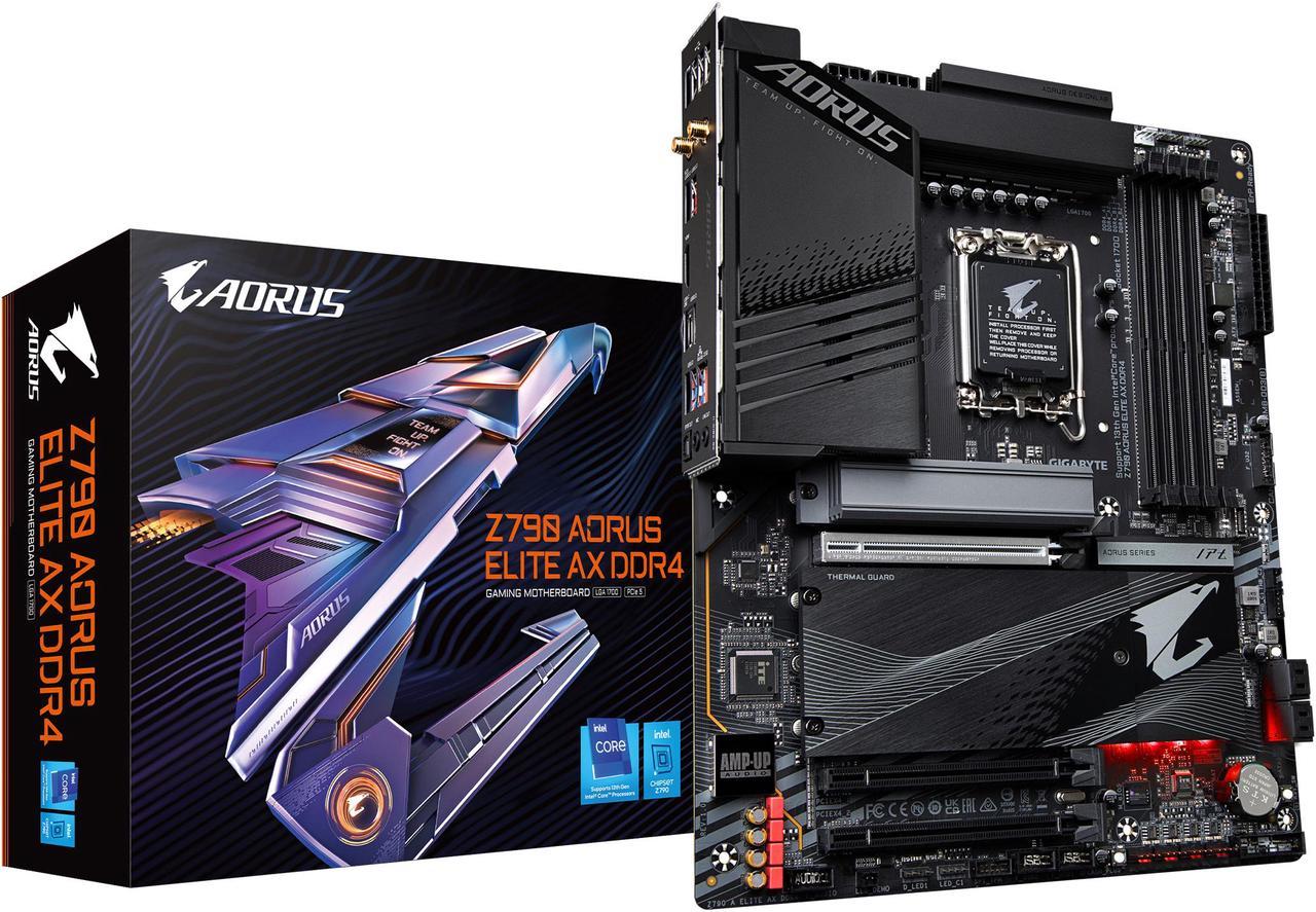 GIGABYTE Z790 AORUS ELITE AX DDR4 LGA 1700 Intel Z790 ATX Motherboard with DDR4, Quad M.2, PCIe 5..0, USB 3.2 Gen2X2 Type-C, Intel Wi-Fi 6E, 2.5GbE LAN, Q-Flash Plus, EZ-Latch Plus