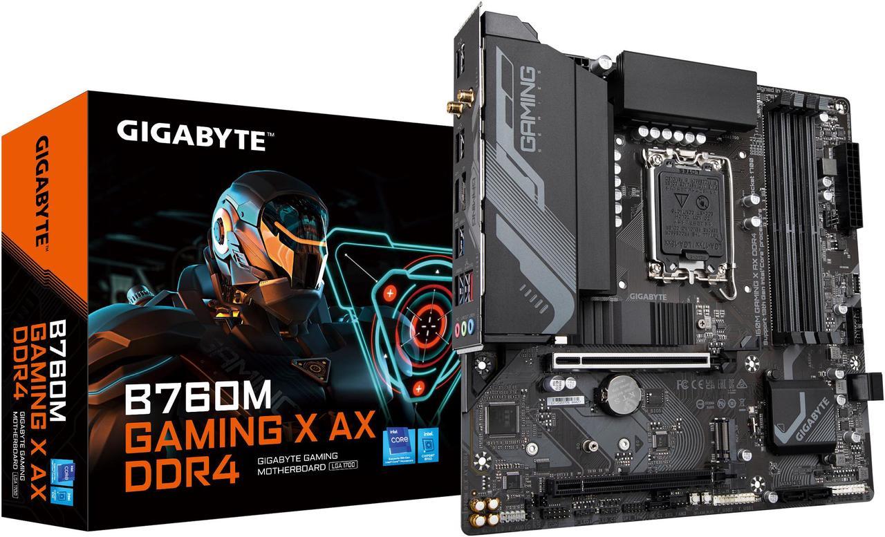 GIGABYTE B760M GAMING X AX DDR4 LGA 1700 Intel B760 M-ATX Motherboard with DDR4, Dual M.2, PCIe 4.0, Front USB 3.2 Gen 2 Type-C,  2.5GbE LAN, Q-Flash Plus, PCIe EZ-Latch