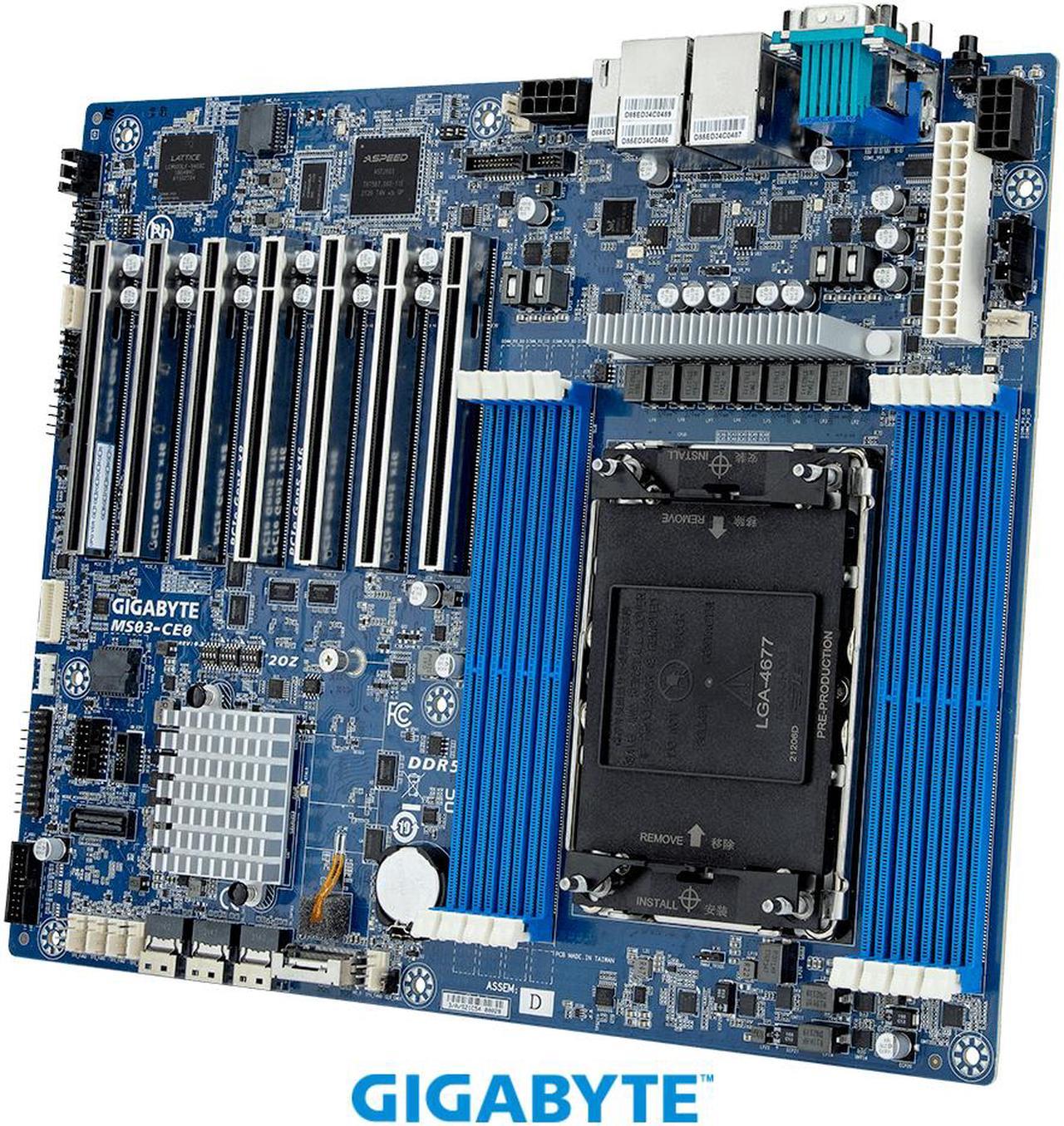 GIGABYTE MS03-CE0 ATX Server Motherboard, 4th Gen. Intel® Xeon® Scalable Processors, Single processor, LGA 4677, Intel® C741 Chipset.