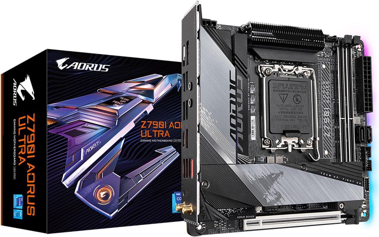 GIGABYTE Z790I AORUS ULTRA LGA 1700 Intel Z790 Mini-ITX Motherboard with DDR5, Dual M.2, PCIe 5.0, USB 3.2 Gen2X2 Type-C, Intel Killer Wi-Fi 6E, Intel 2.5GbE LAN, Q-Flash Plus