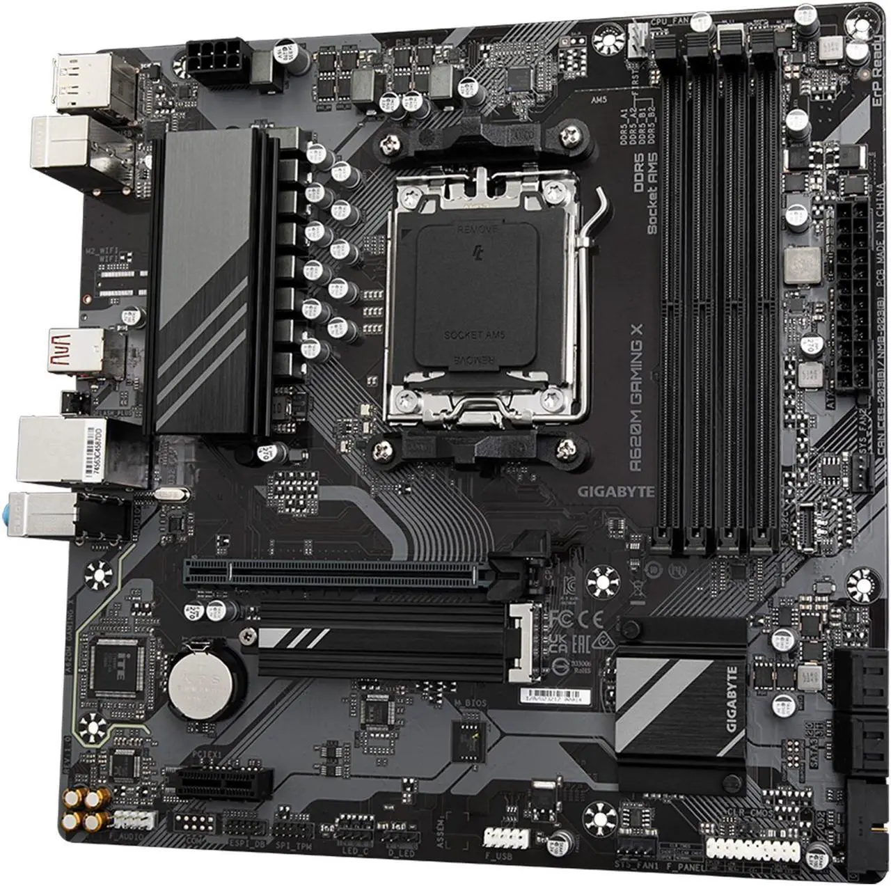 Alt view image 4 of 7 - GIGABYTE A620M GAMING X AM5 LGA 1718 AMD A620 M-ATX Motherboard with 5-Year Warranty, DDR5, PCIe 4.0 M.2, PCIe 4.0, USB 3.2 Gen1x2 Type-C, , Realtek 1GbE LAN, Q-Flash Plus, PCIe EZ-Latch