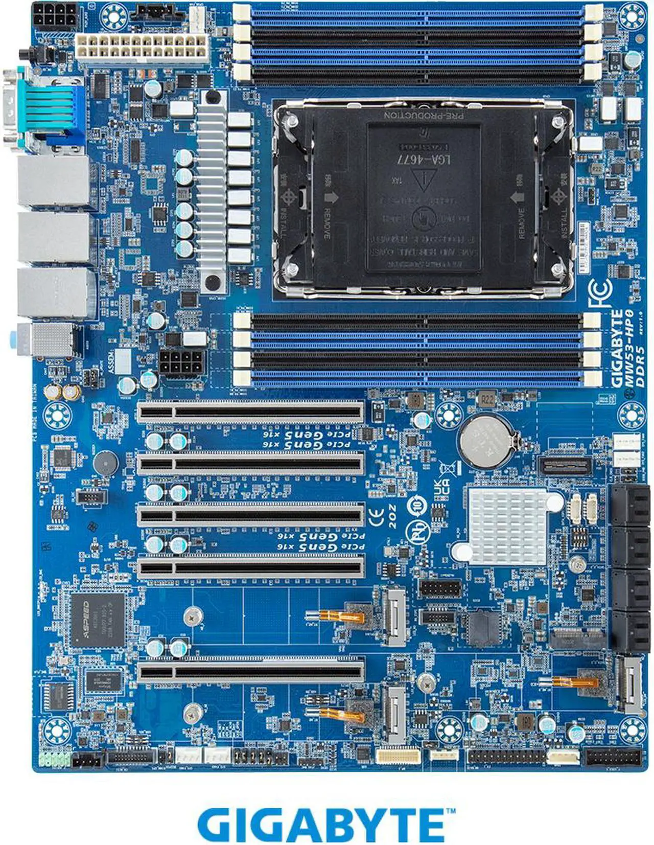 Alt view image 2 of 5 - GIGABYTE MW53-HP0 Intel® Xeon® W Workstation Motherboard Board, Single processor, LGA 4677, Intel® W790 Chipset.