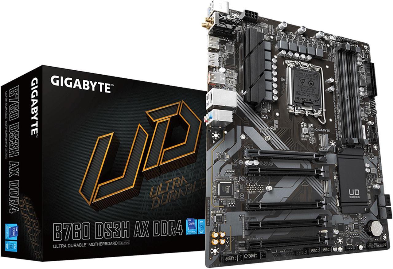 GIGABYTE B760 DS3H AX DDR4 LGA 1700 Intel B760 ATX Motherboard with DDR4, M.2, PCIe 4.0, USB 3.2 Gen 2 Type-C, WiFi 6E Realtek GbE LAN, Q-Flash Plus, PCIe EZ-Latch